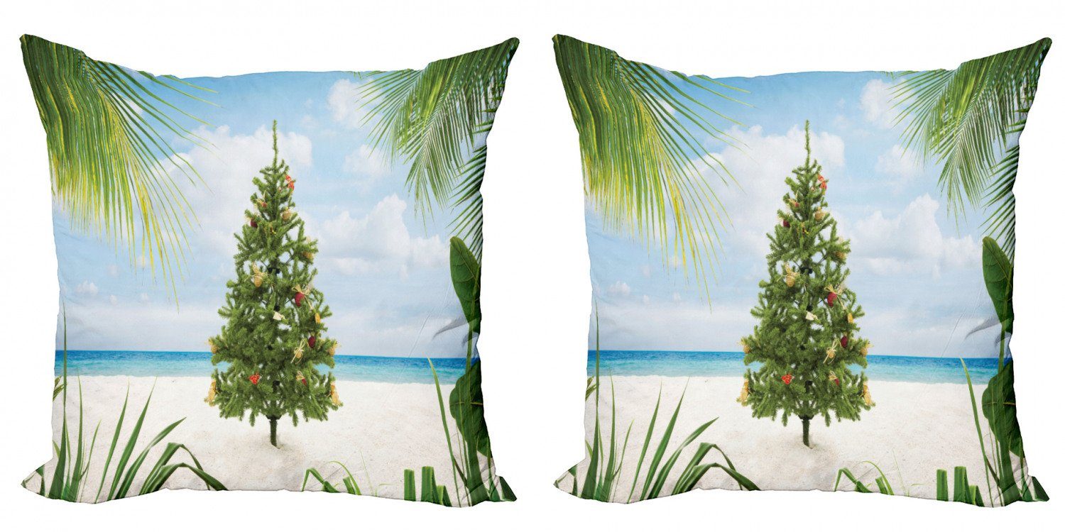 Doppelseitiger Digitaldruck, Kissenbezüge Accent Weihnachten Feiertags-Party-Baum Modern Abakuhaus (2 Stück),