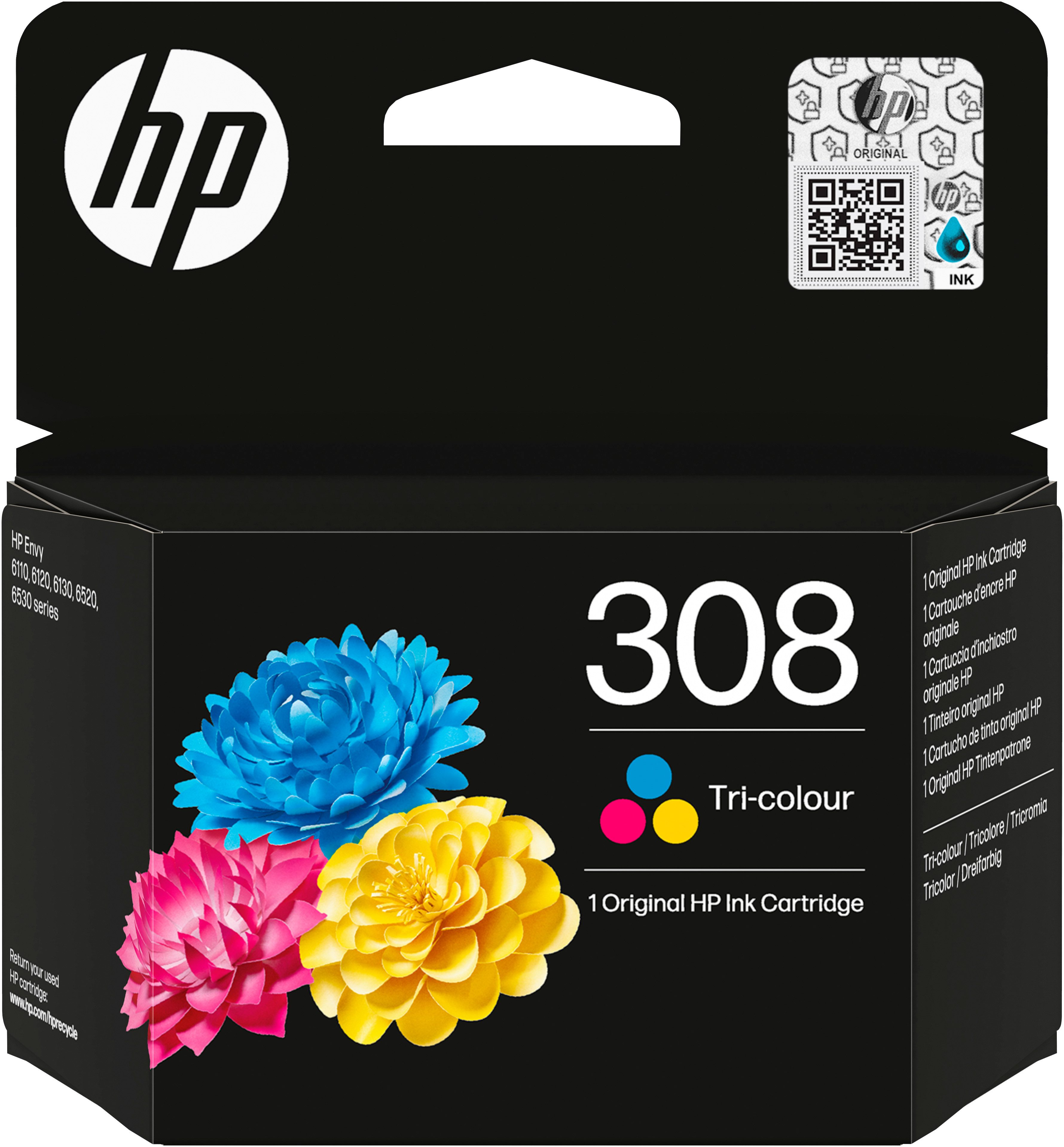 HP original HP Druckerpatrone 308 Tri-colour Tintenpatrone (Packung)