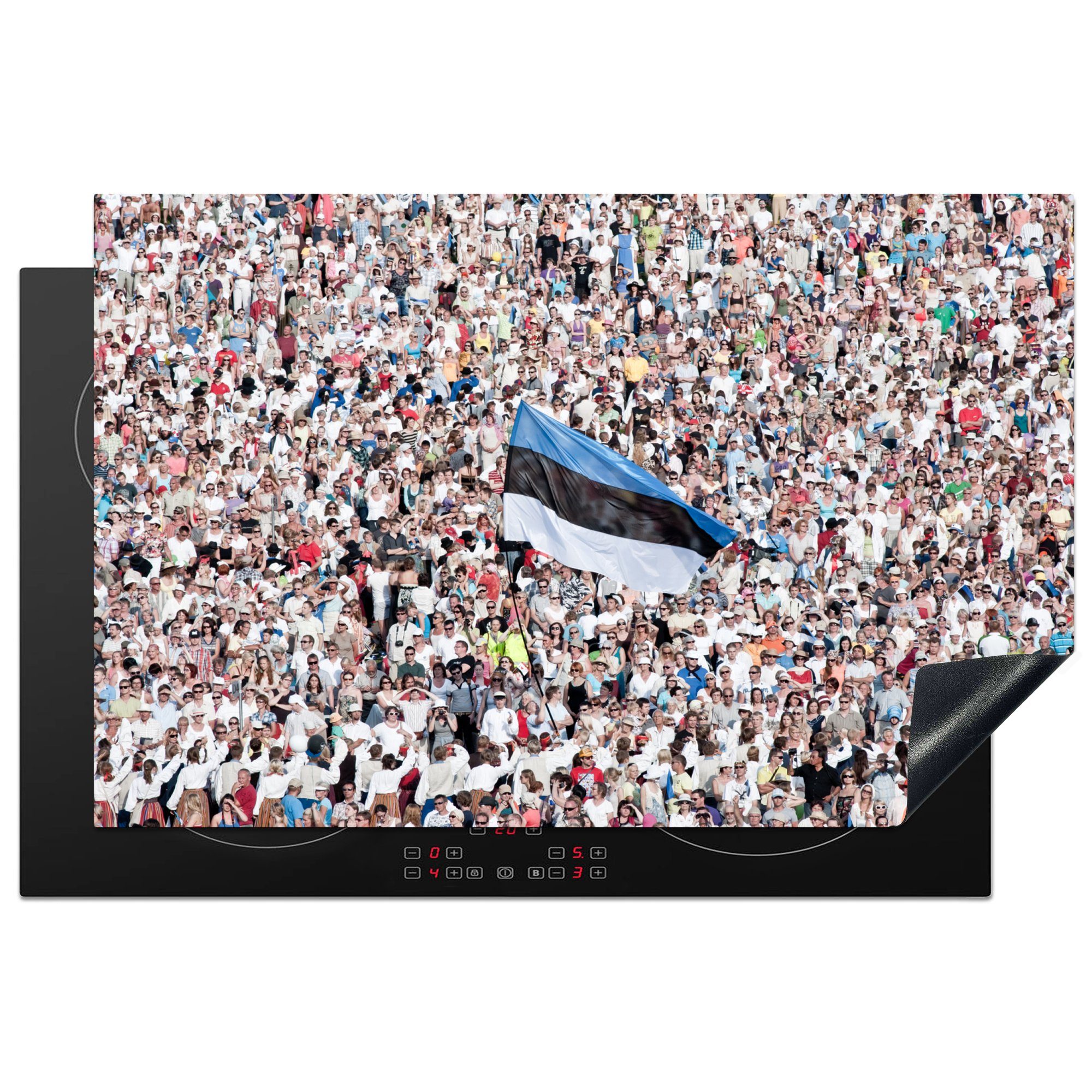 MuchoWow Herdblende-/Abdeckplatte Die Menschenmenge, Flagge großen einer Vinyl, die cm, für Estland Schutz in Ceranfeldabdeckung von (1 Induktionskochfeld tlg), 81x52 küche