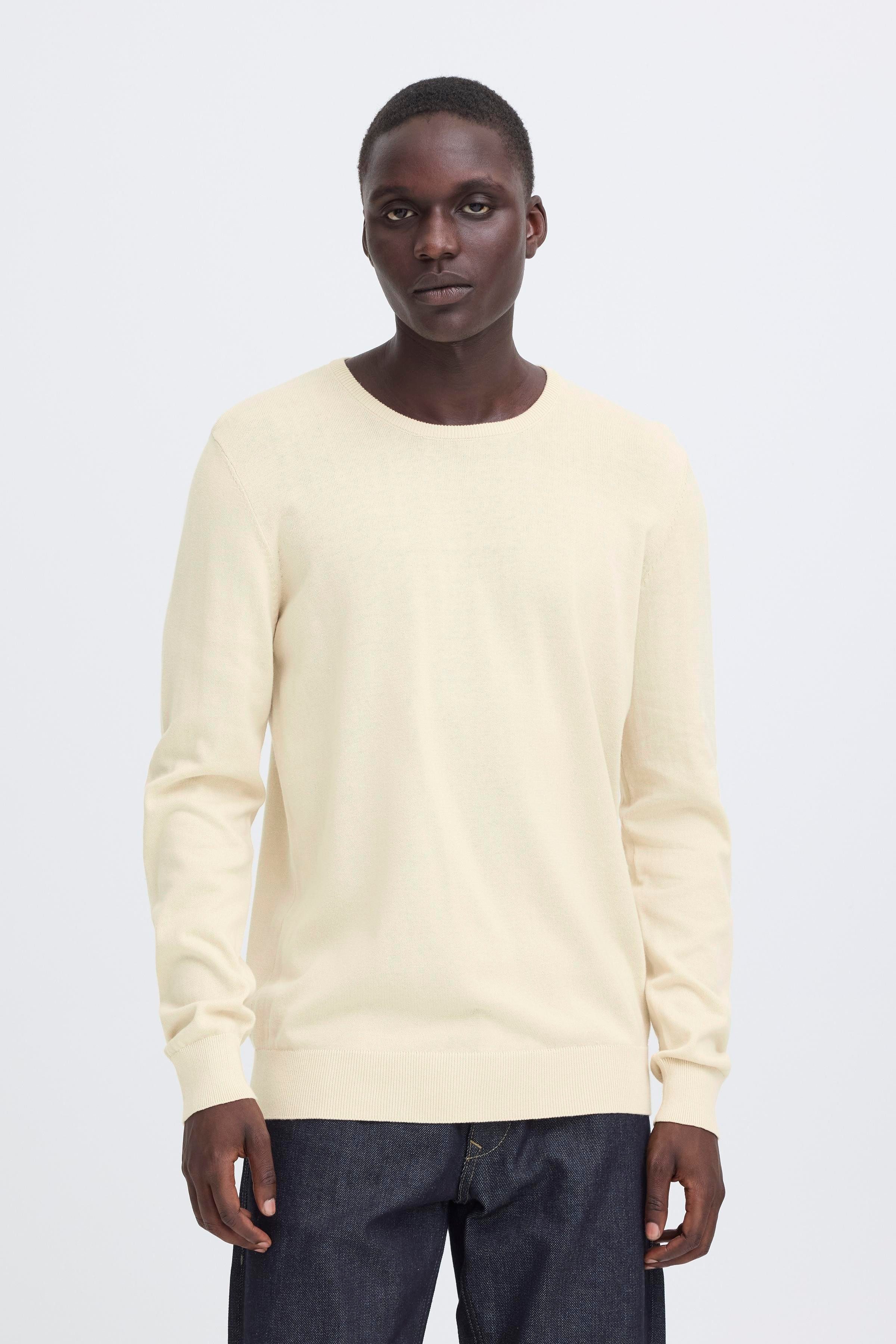 Blend Strickpullover BHBRAY CREW KNIT mit Rundhalsausschnitt, aus Baumwolle, Regular Fit, Langarm, unifarben
