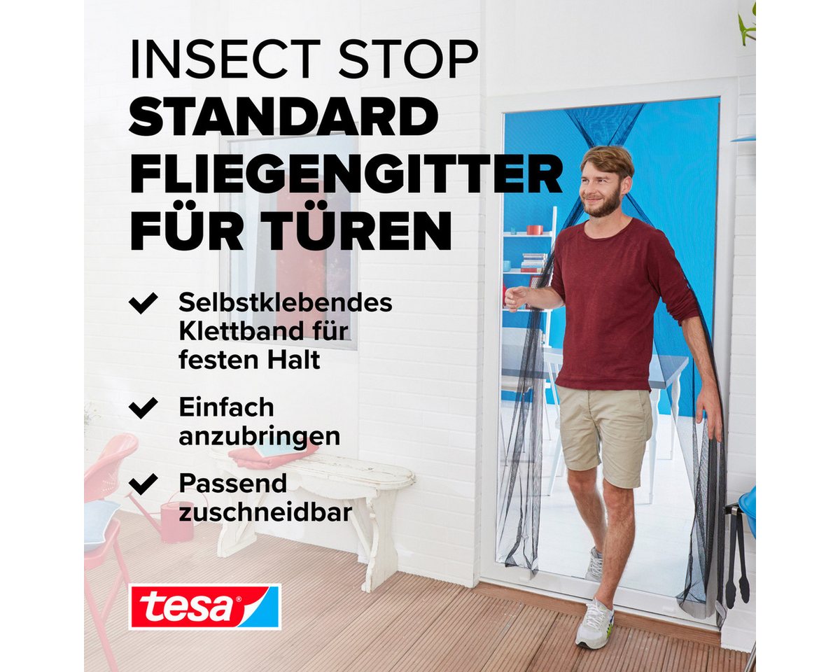 Thumbnail - tesa Insektenschutz-Tür Insect Stop Standard Fliegengitter für Türen - 2x 0.65 m : 2.2 m, (Packung, 2-St., Fliegennetz, ...