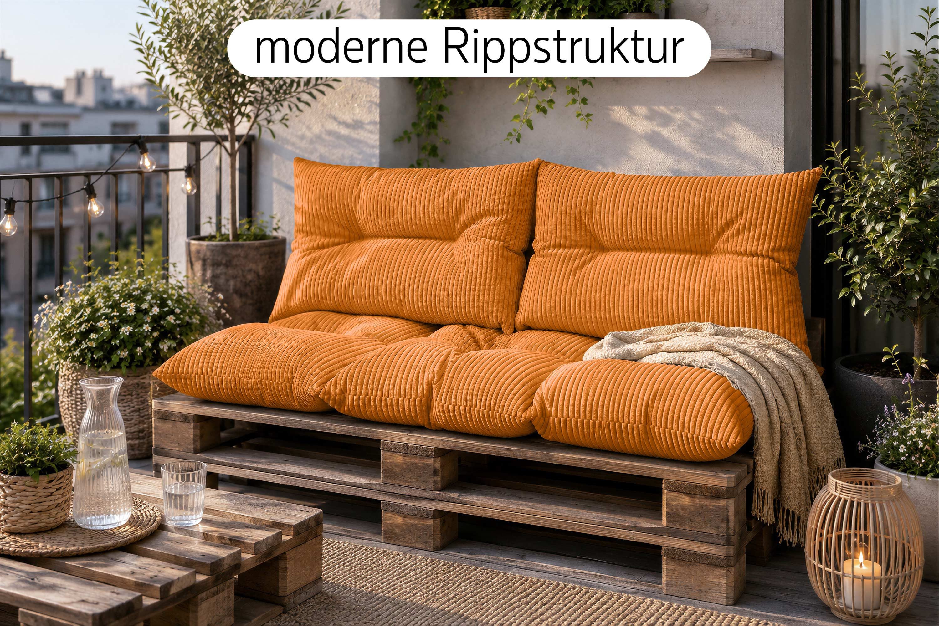 Amilian Palettenkissen Palettenauflagen Set 3-tlg., 120x80 cm + 2x 40x60 cm, für Palettenmöbel, Balkon, Terrasse und Wohnbereich