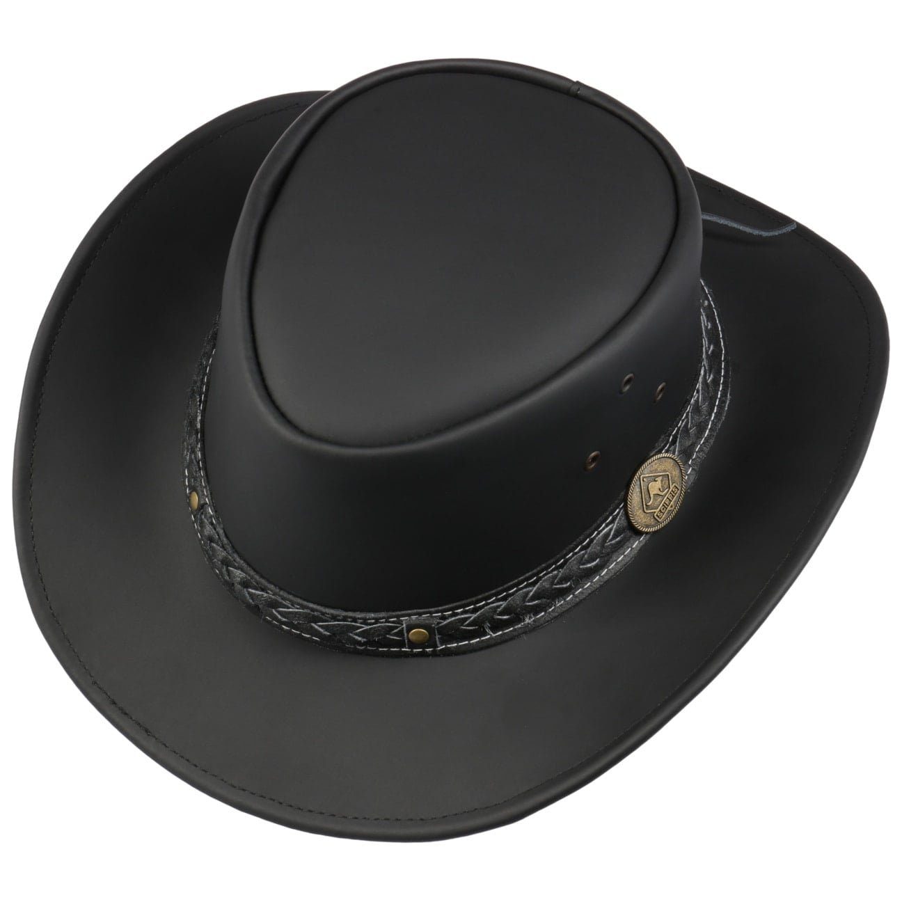 Cowboyhut Scippis schwarz mit Cowboyhut (1-St) Lederband