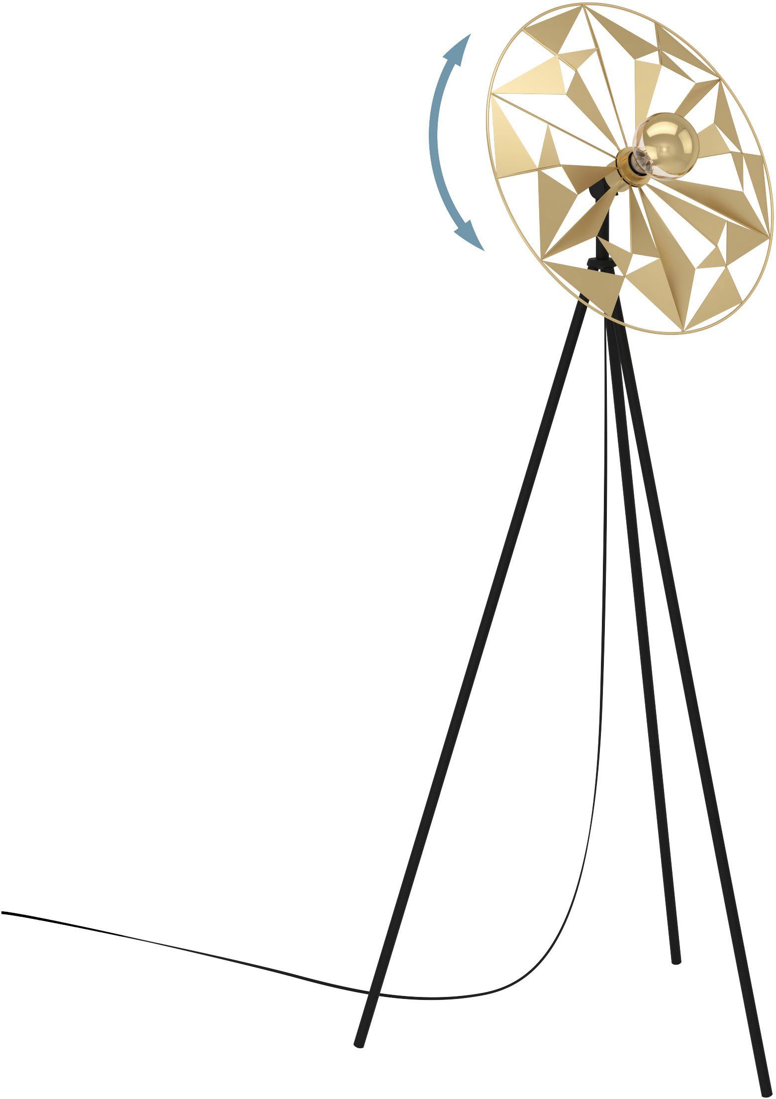 EGLO Stehlampe CASTANUELO, Leuchtmittel wechselbar, aus Leuchtmittel, Stahl ohne exkl. 1X40W - E27 gold in und Stehleuchte schwarz 