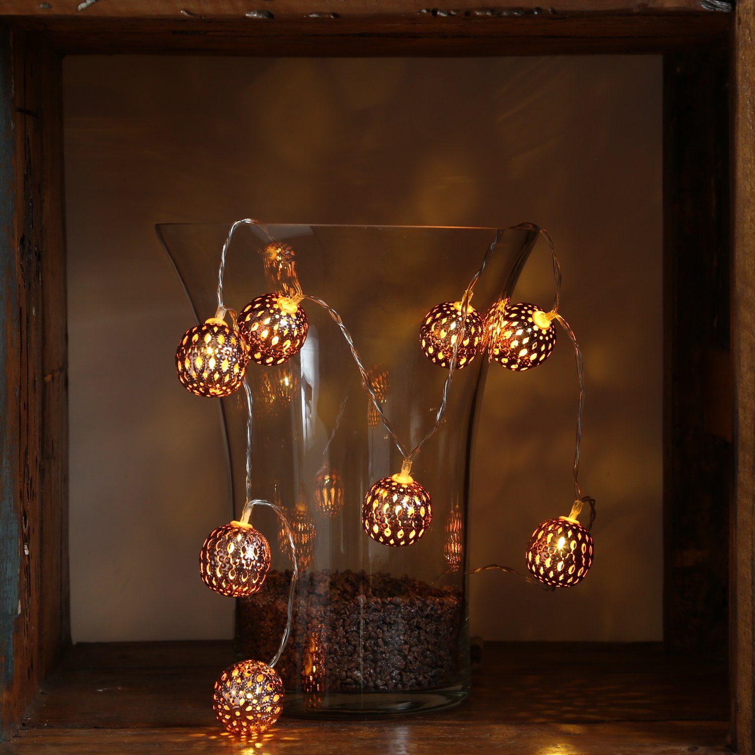 MARELIDA LED-Lichterkette LED Deko Lichterkette 8 Kugeln Metallbälle orientalisch marokkanisch, 8-flammig