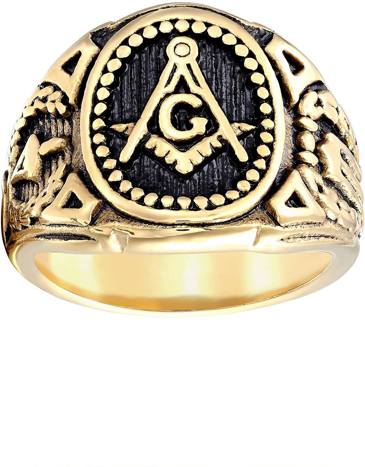 Fingerring Karisma Männer Gold Edelstahl 316L Ring - Freimaurer-