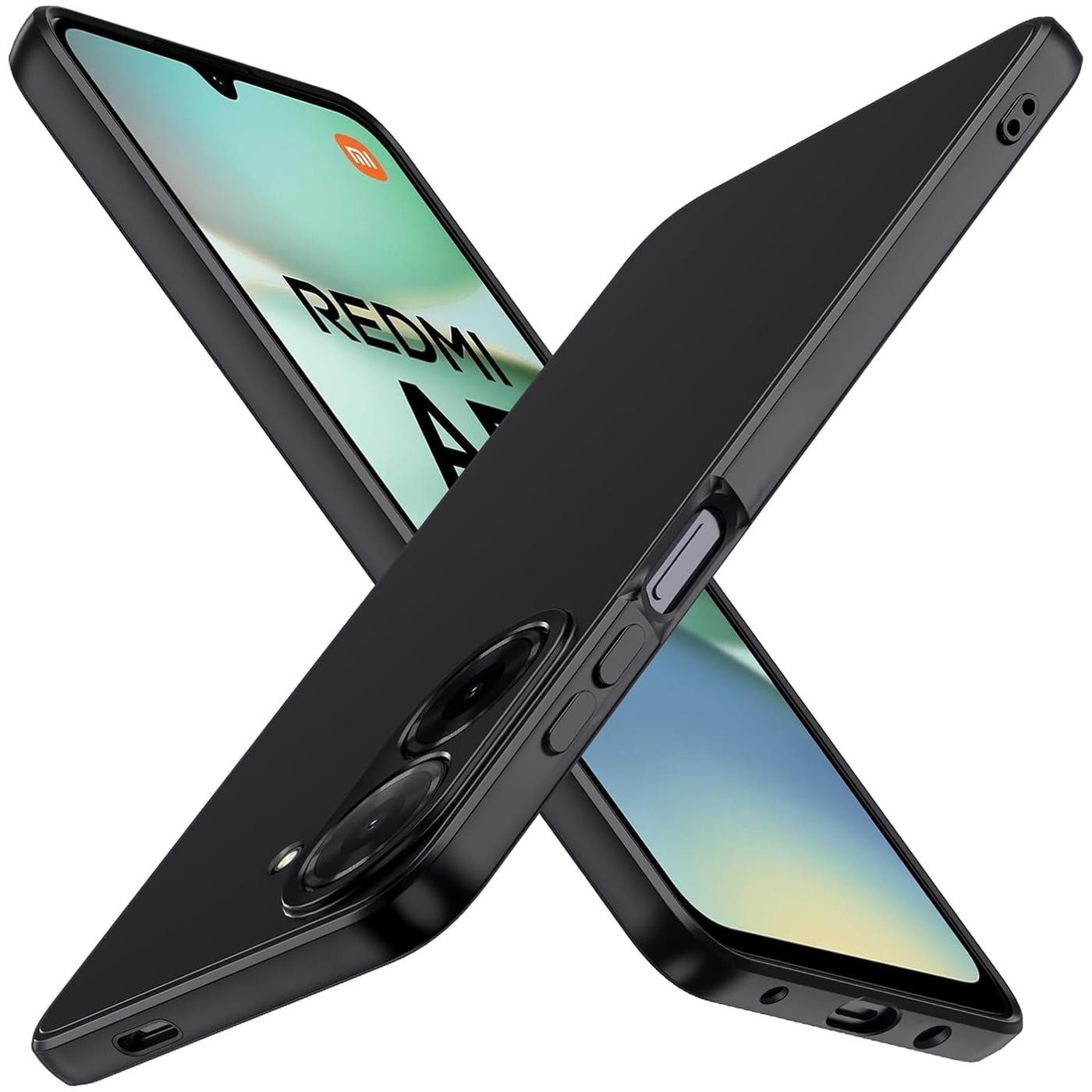 CoolGadget Handyhülle Handy Schutzhülle für Xiaomi Redmi A5 matt schwarz, Silikon TPU Hülle Schutz Tasche Cover schlicht Slim Case