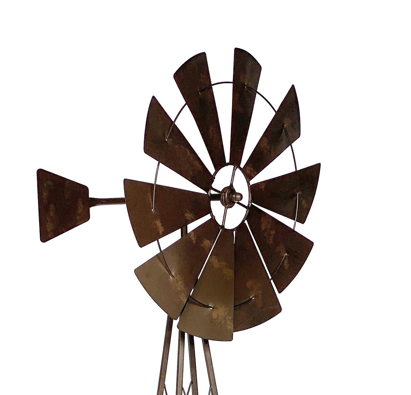 Garten Braun Deko-Windrad Metall DanDiBo Windmühle 170 Bodenstecker Wetterfest Gartendeko Gartenstecker kugelgelagert 96019 Windrad cm Windspiel