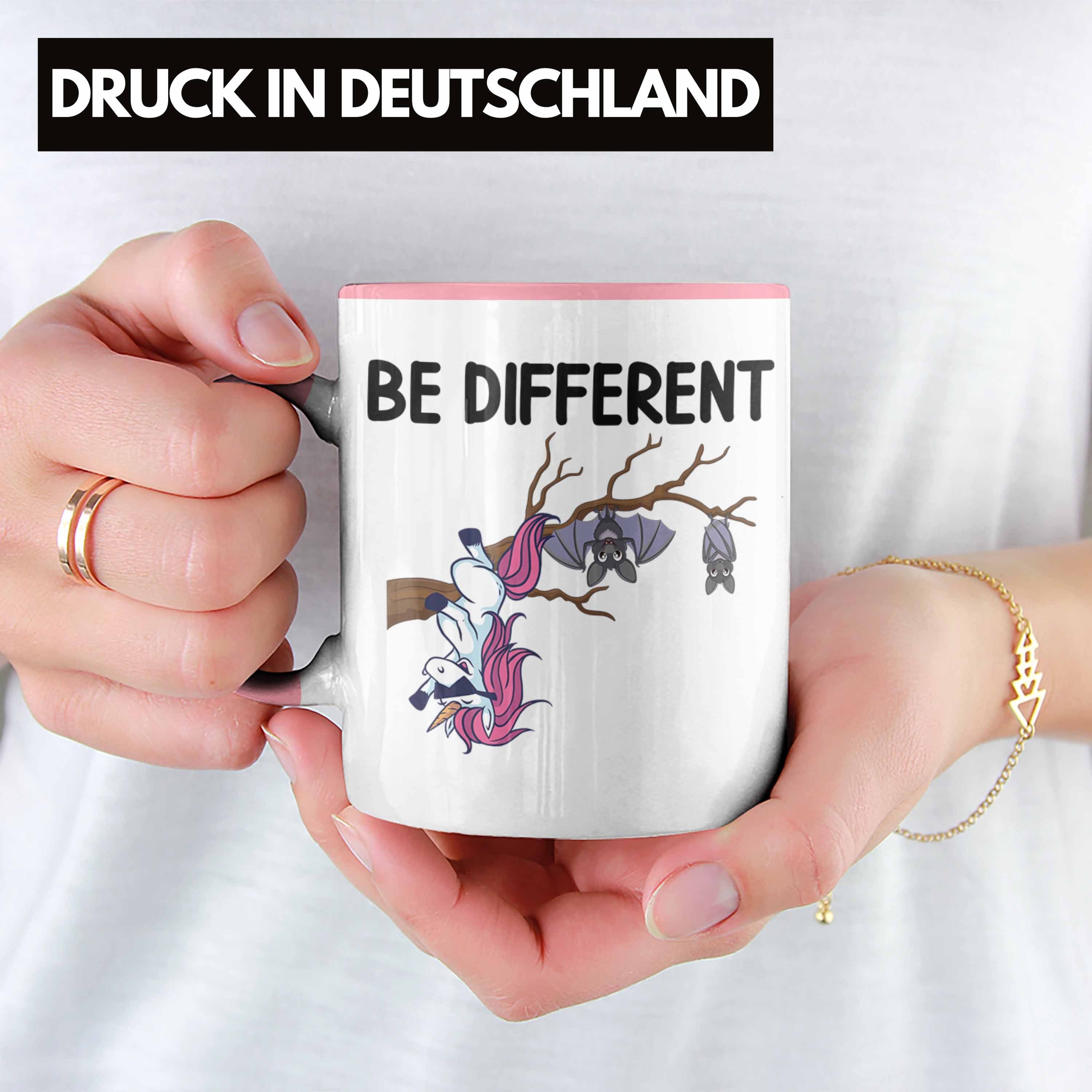 Geschenkidee für - Frauen Be Trendation Different Rosa Geschenk Einhorn Tasse Tasse Fledermaus Trendation