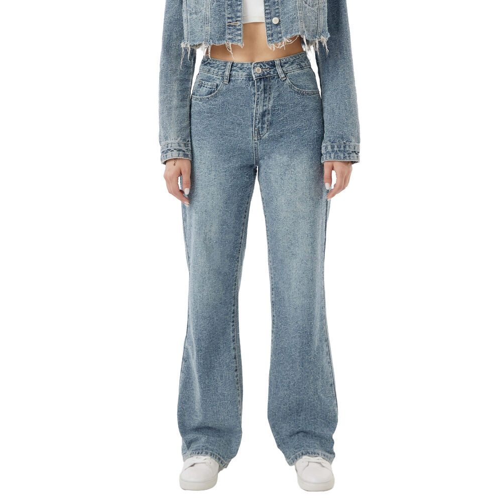 Ital-Design Weite Jeans Damen Freizeit (91279914) Used-Look High Waist Jean günstig online kaufen