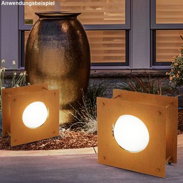 etc-shop LED Außen-Stehlampe, Leuchtmittel inklusive, Warmweiß, 2er Set Steh Leuchten Außen Bereich Terrassen Stand Lampen IP54 im