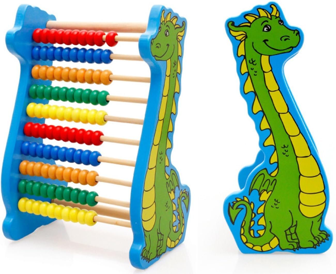 Rechenschieber Dino-Abakus: Holz-Rechenspaß für Kinder, (Rechenschieber-Set, 1x Dino-Abakus Rechenschieber), robustes Holz, Zählperlen, motorische Entwicklung, sicheres Spielzeug.