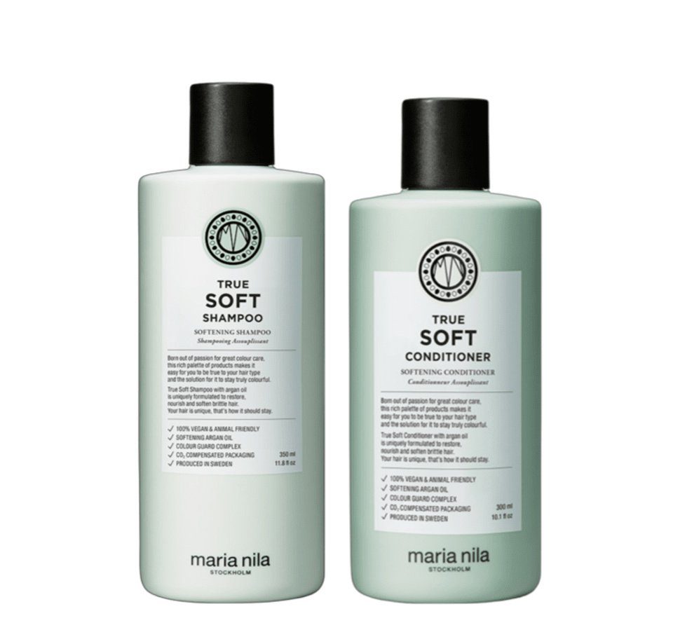 Maria Nila Haarpflege-Set True + Feuchtigkeitsspenend, ml, Glanz 300 350 Conditioner Anti-Frizz, ml Duo, Soft 2-tlg., Shampoo Set