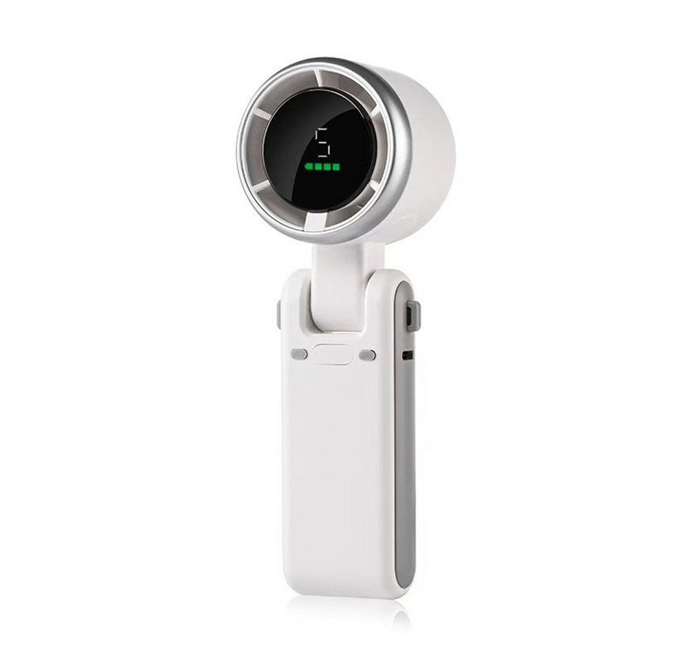 nsihing Handventilator Akku Tragbar, Turbo Mini Ventilator mit 5 Windstufen, USB-C, Wiederaufladbar & Trageschlaufe, 3-in-1 Hand-, Hals- & Tischventilator