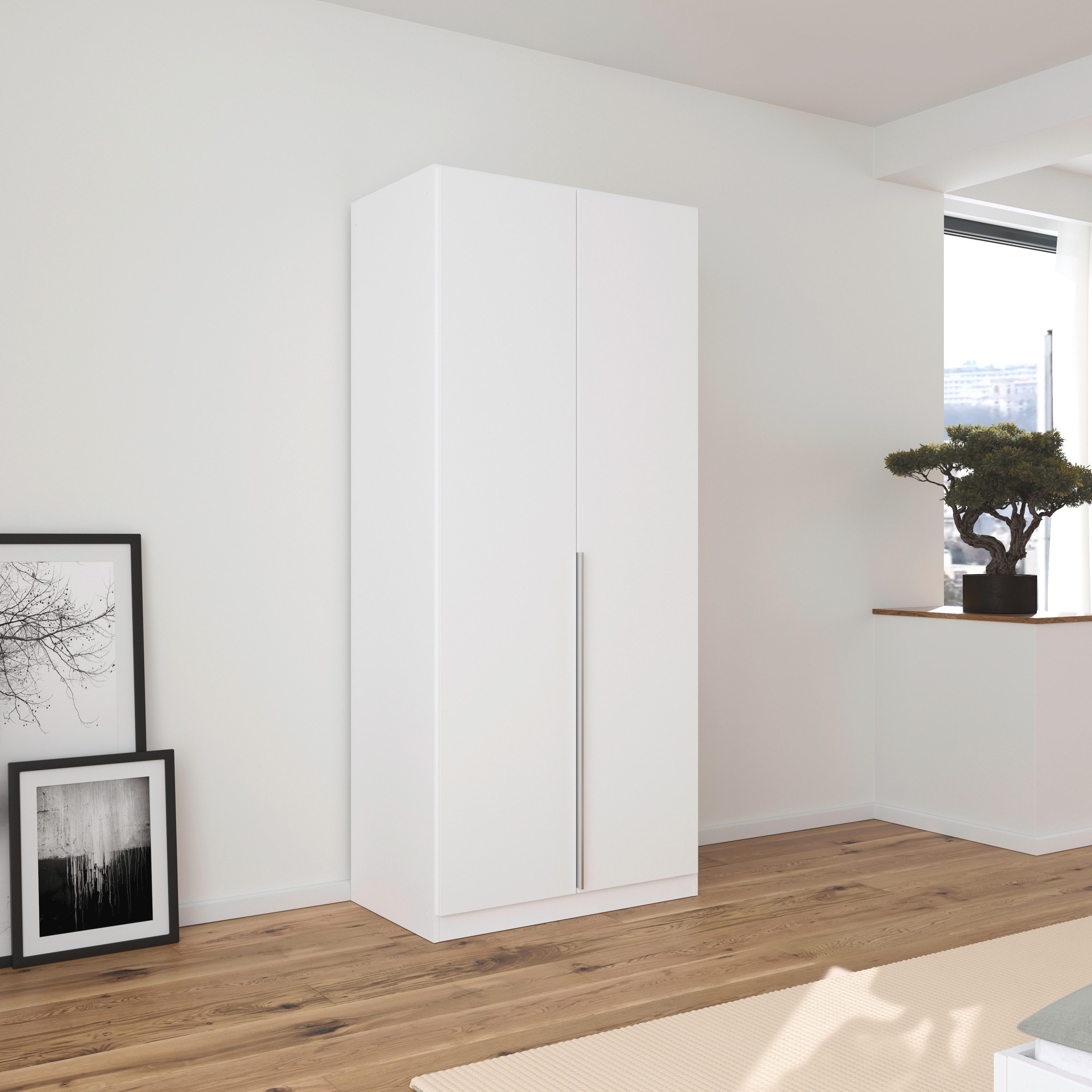 OTTO home Drehtürenschrank Kleiderschrank Schrank Garderobe AGORDO Schlafzimmer (in zwei Griff-Farben, Breiten 91-405 cm, Dekor- oder Hochglanzfront) durchdachte Innenausstattung, in 8 Breiten und 2 Höhen MADE IN GERMANY