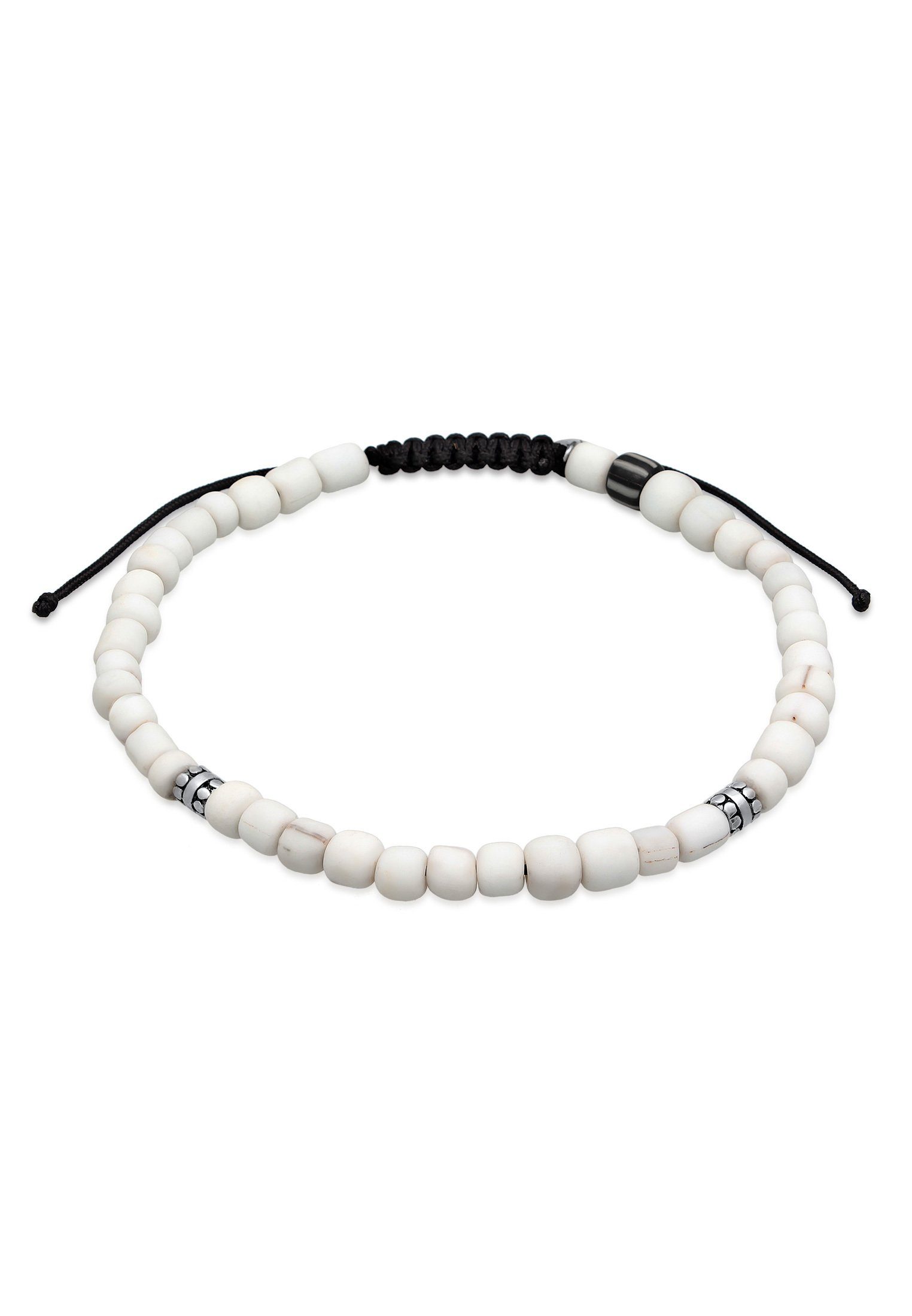 Kuzzoi Fußkette Herren Heishi Glas Beads Textilband 925 Silber