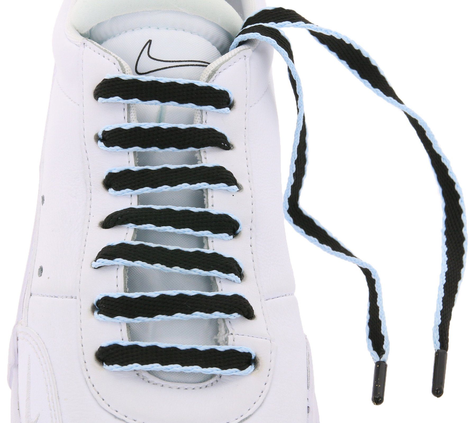 Schuhe Schnürsenkel TubeLaces zweifarbige Tubelaces Schnürbänder Schwarz/Hellblau Schnürsenkel Schuhbänder
