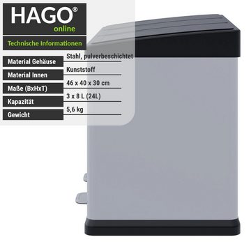 HAGO Mülltrennsystem Premium Mülleimer Abfalleimer Abfallbehälter Trennsystem Mülltrenner