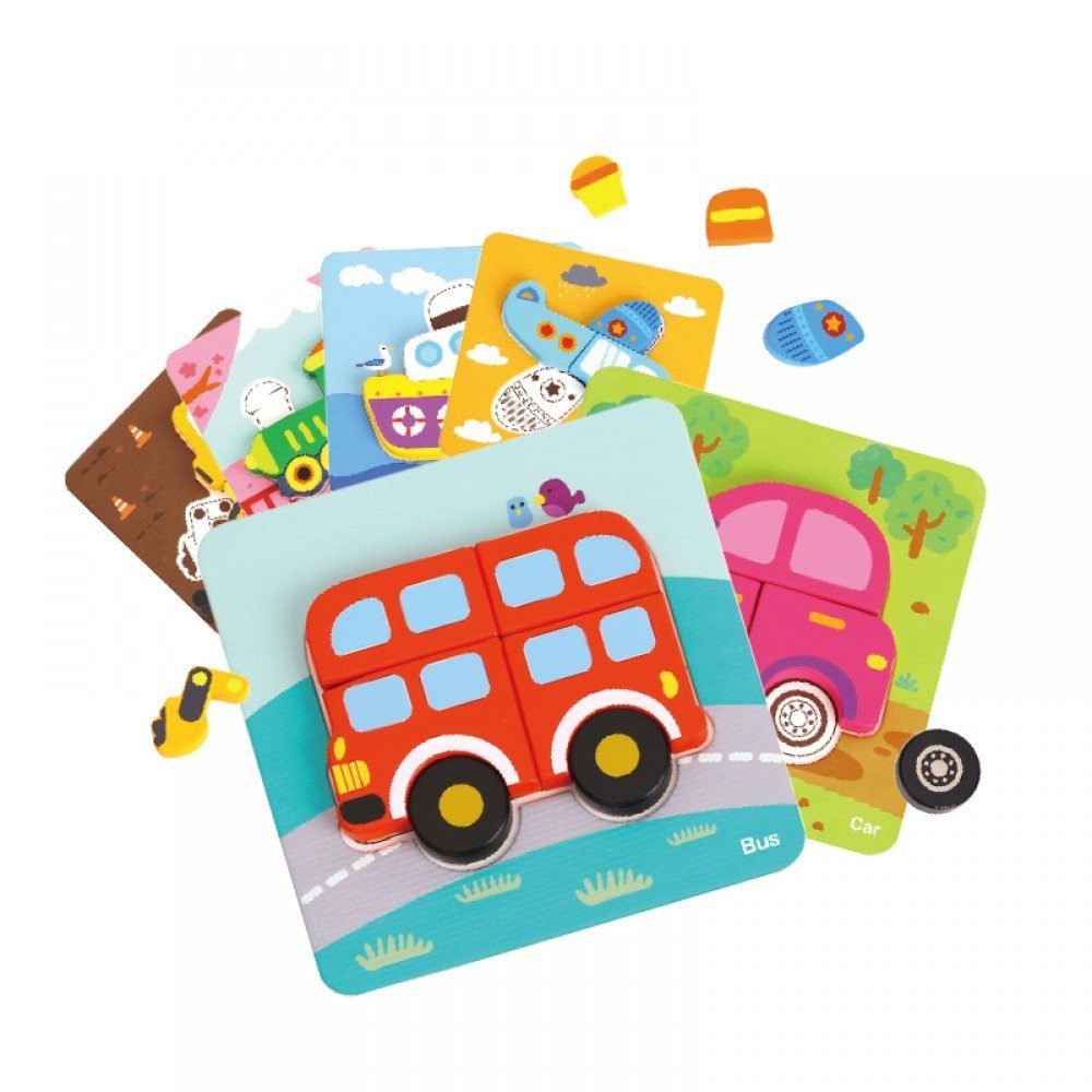 Tooky Toy Steckpuzzle Kinder ab 6er Transport 3D Puzzleteile, Holz 1 33 Puzzleteile Jahr Puzzle Set TL635, 33