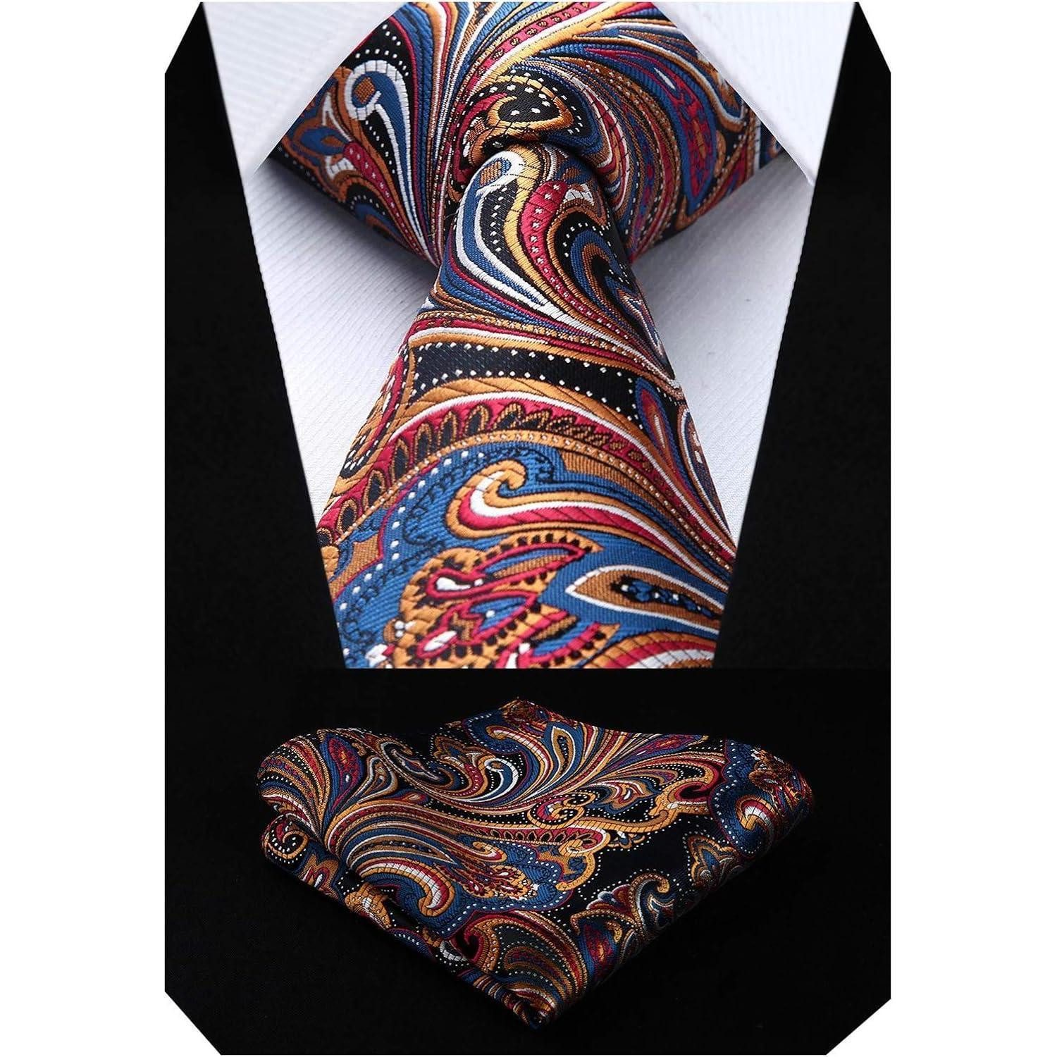 LuxusKollektion Krawatte Krawatte Herren Paisley Blume Hochzeit Einstecktuch Set Navy Blau