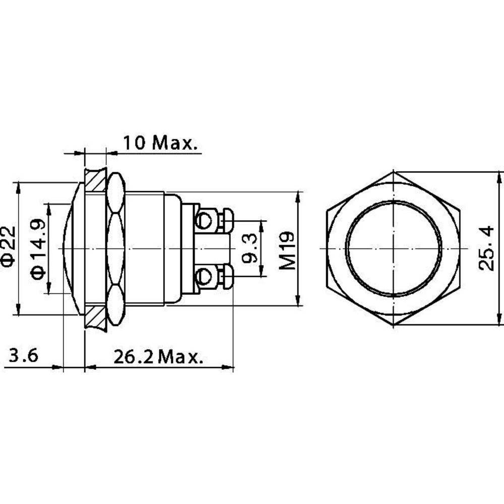 48 Vandalismusgeschützter gewölbt Taster Betätiger mm 2 Schalter TRU 19 V/DC COMPONENTS A,