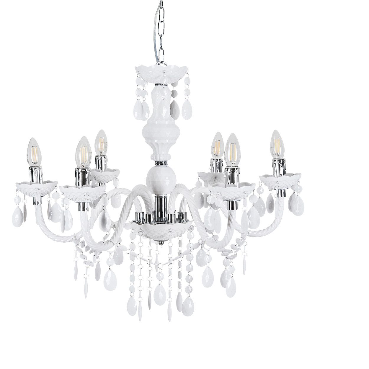 hofstein Kronleuchter »Compione« Hängeleuchte in Chromfarben/Weiß mit Dekokristallen, ohne Leuchtmittel, 3100 Kelvin. € 129,99