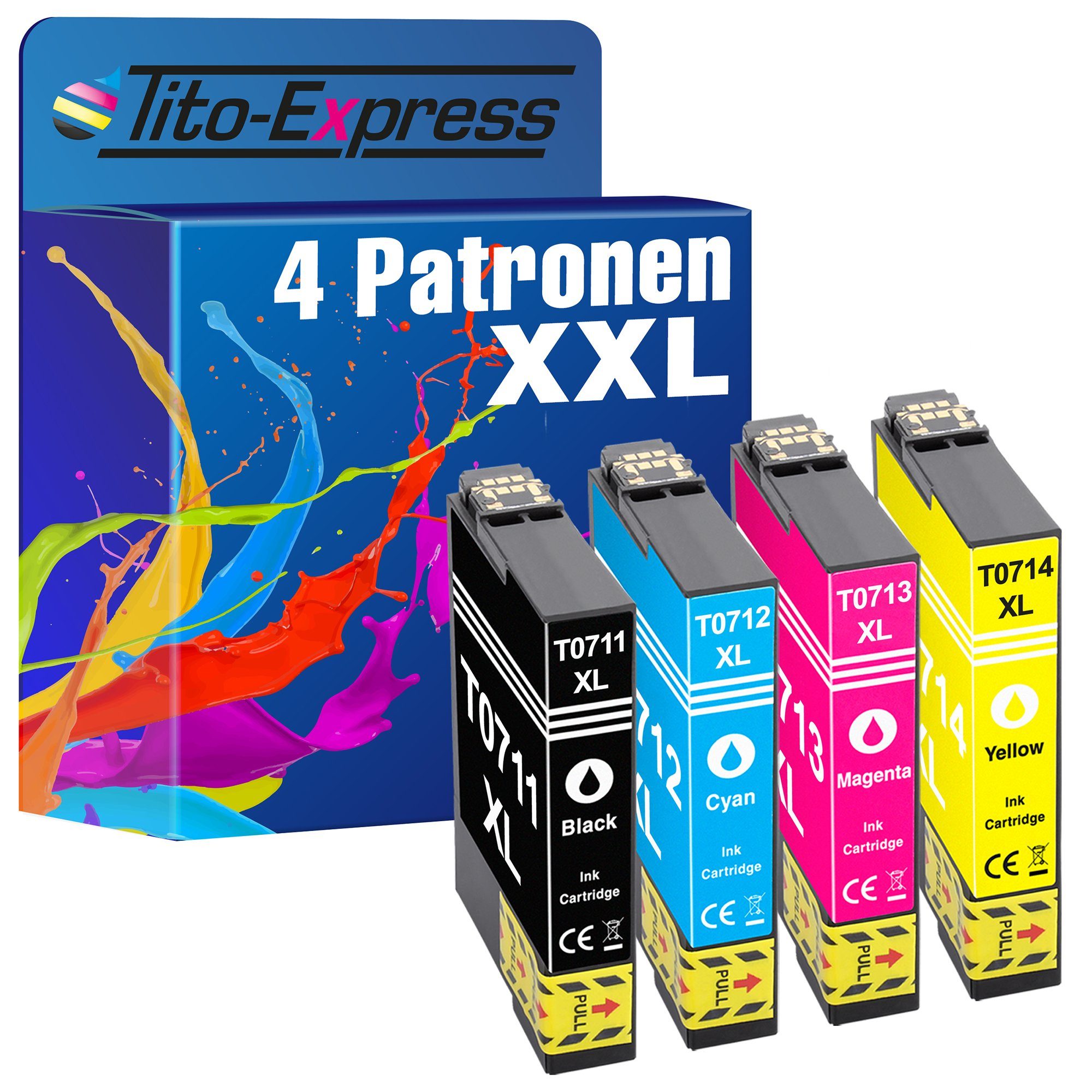 Tito-Express 4er Set ersetzt Epson T0711 T0712 T0713 T0714 T0715 Tintenpatrone (Multipack, für Stylus SX100 SX200 SX218 SX400 SX415 BX300F DX4000 DX8400 DX8450)