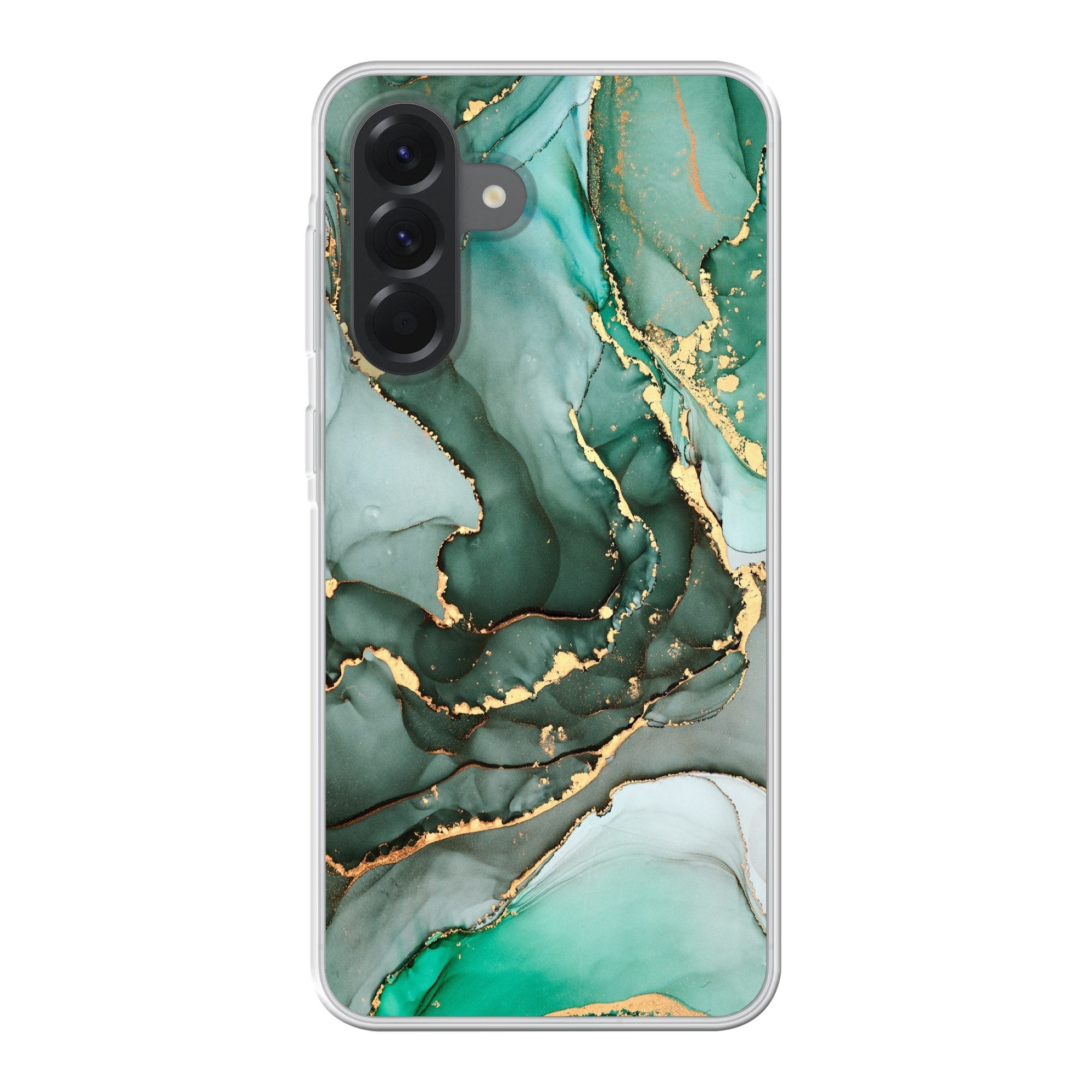 MuchoWow Handyhülle für Samsung Galaxy A56 Gold - Marmor - Grün - Luxus - Marmoroptik - Gr, Phone Case, Silikon, Schutzhülle Dünn