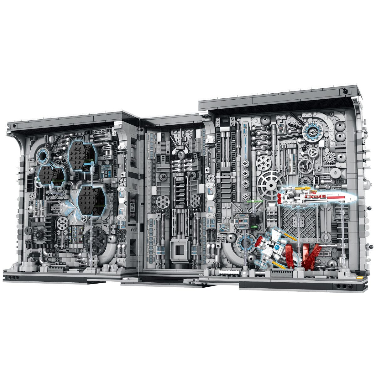 Reobrix 66030 Spielbausteine, (Klemmbaustein Set, 3058 St., Bauset), Aufklappbares Buchmodell mit integrierter Beleuchtung