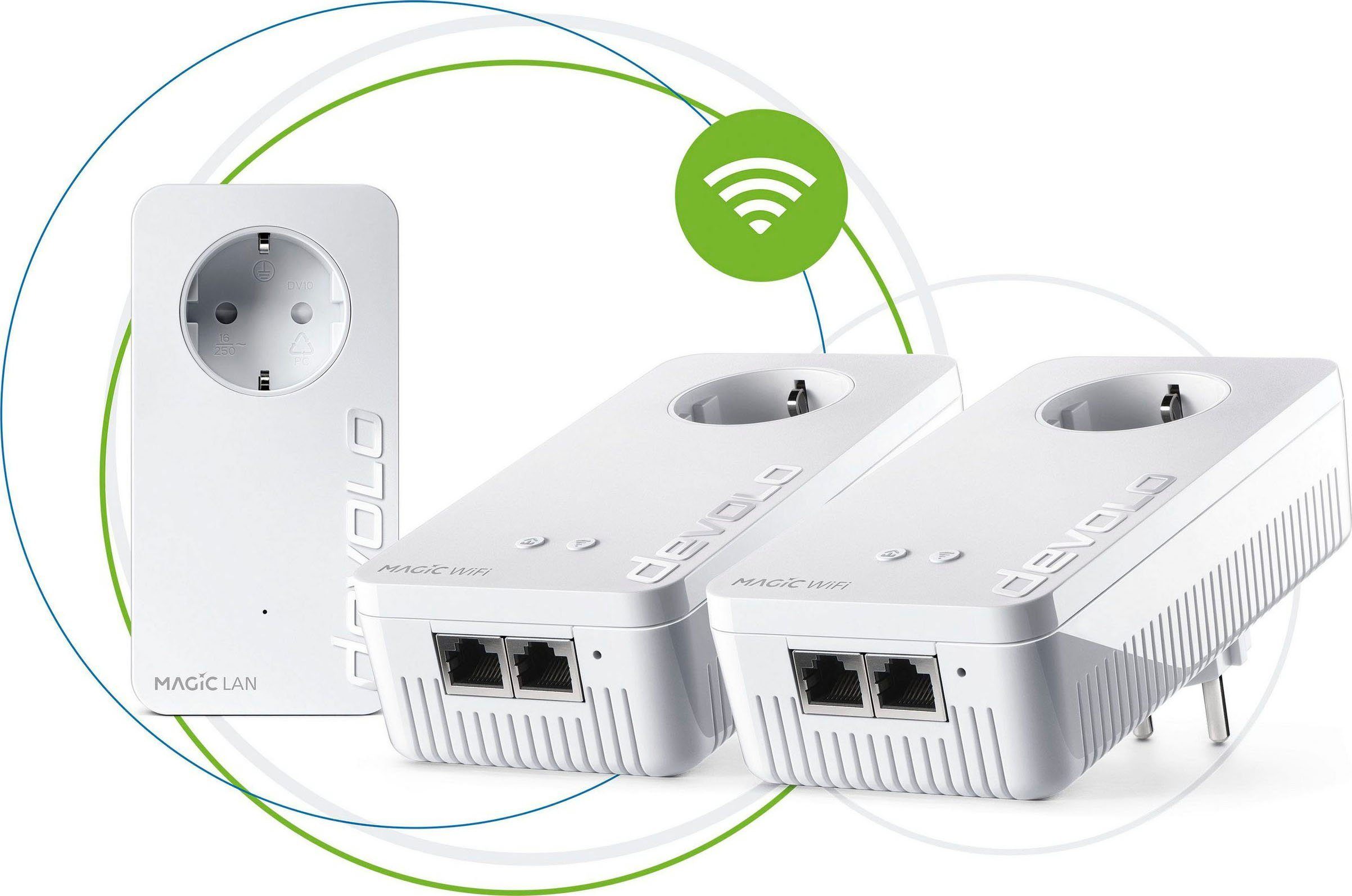 DEVOLO Magic 2 WiFi ac Next Multiroomkit (2400Mbit, 5x LAN, Mesh) Netzwerk-Adapter zu RJ-45 (Ethernet)