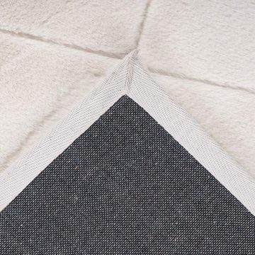 Hochflor-Teppich Moment, Carpet City, rechteckig, Höhe: 31 mm, besonders weich, Kaninchen Fell Haptik, 3D-Effekt, Rauten, Wohnzimmer