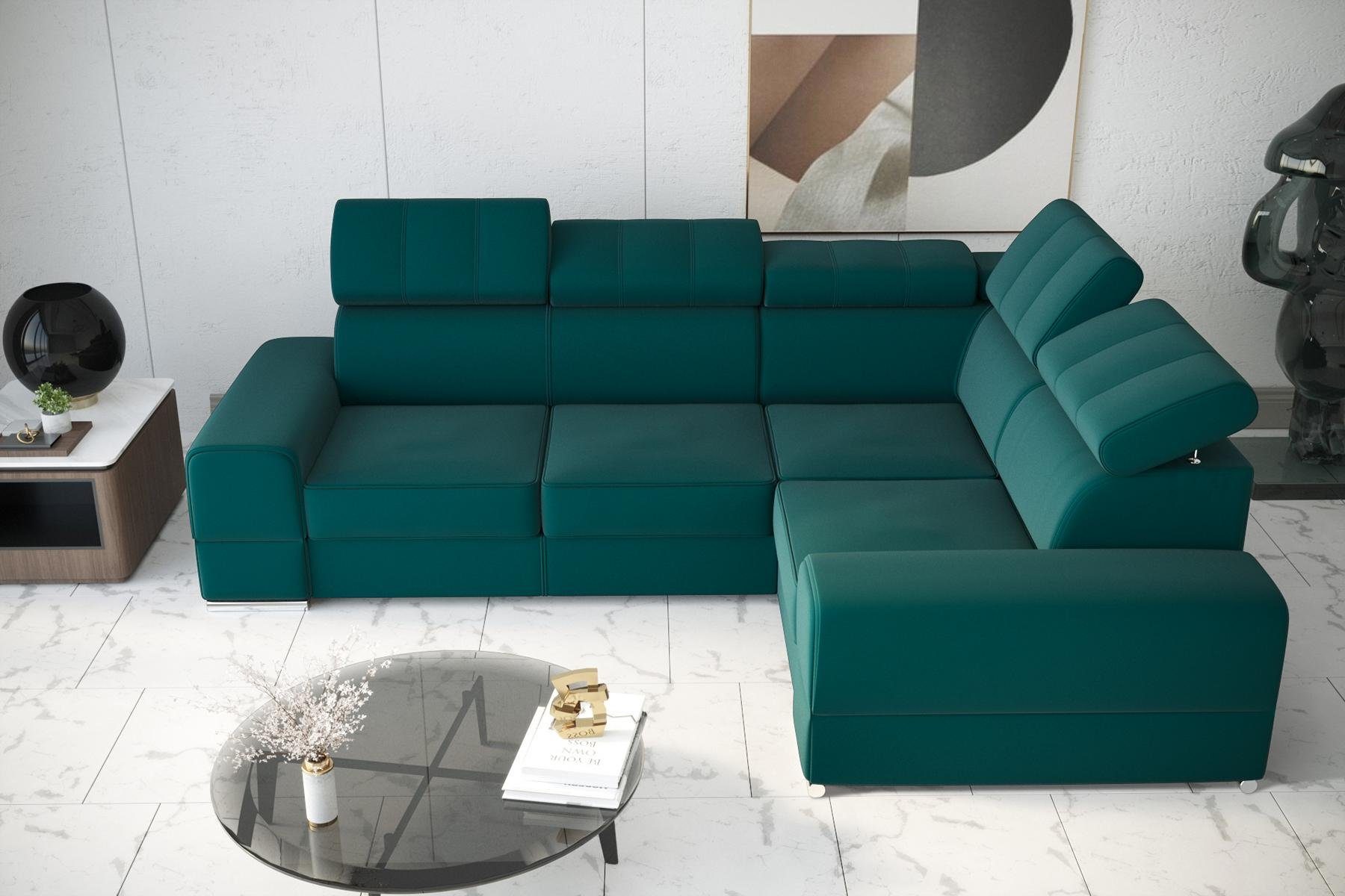Textil Modern Ecksofa Funktion Form Sofas Design JVmoebel Bett Couch L Ecksofa, Blau