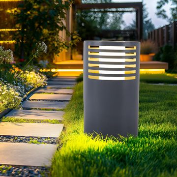 Expo Börse LED Außen-Stehlampe, Leuchtmittel inklusive, Warmweiß, Solarlampe Außenleuchte Gartenlampe LED Wegelampe H 35 cm 2x