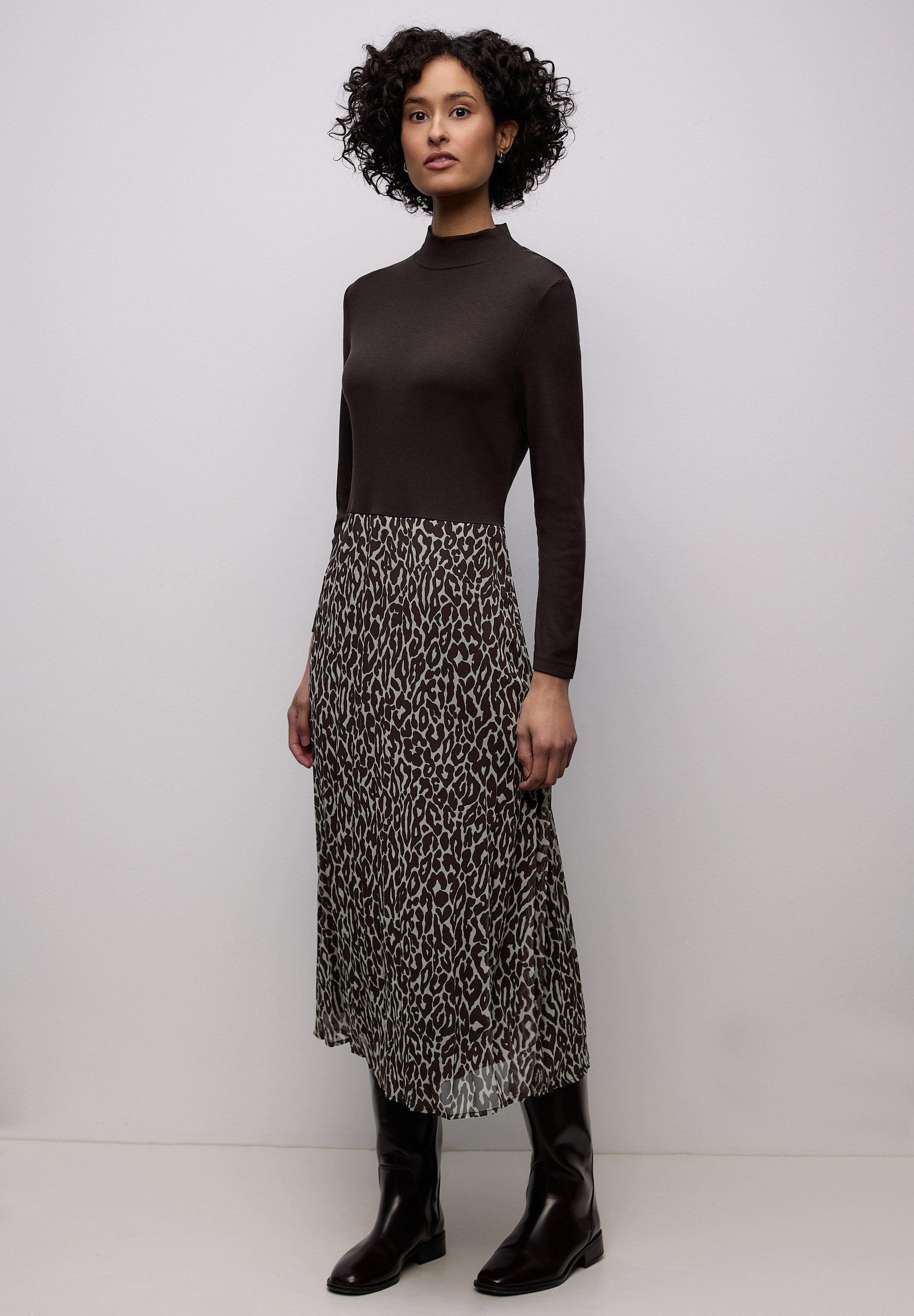 STREET ONE Midikleid mit plissiertem Rockteil