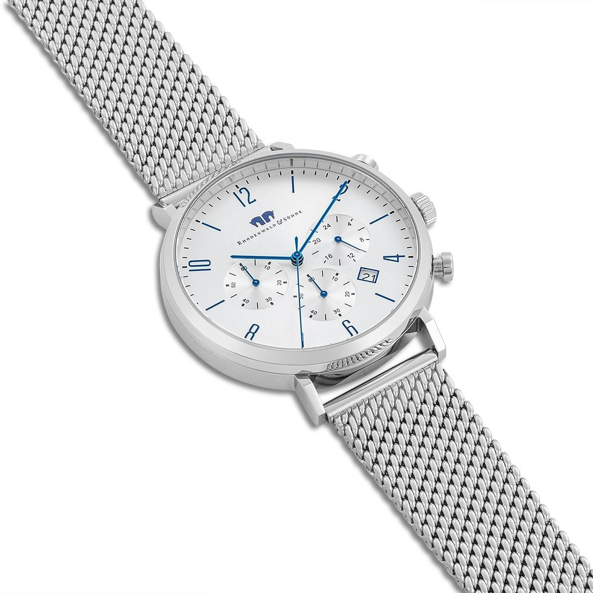 Arakon silber, Rhodenwald & Edelstahl-Armband Chronograph Söhne mit