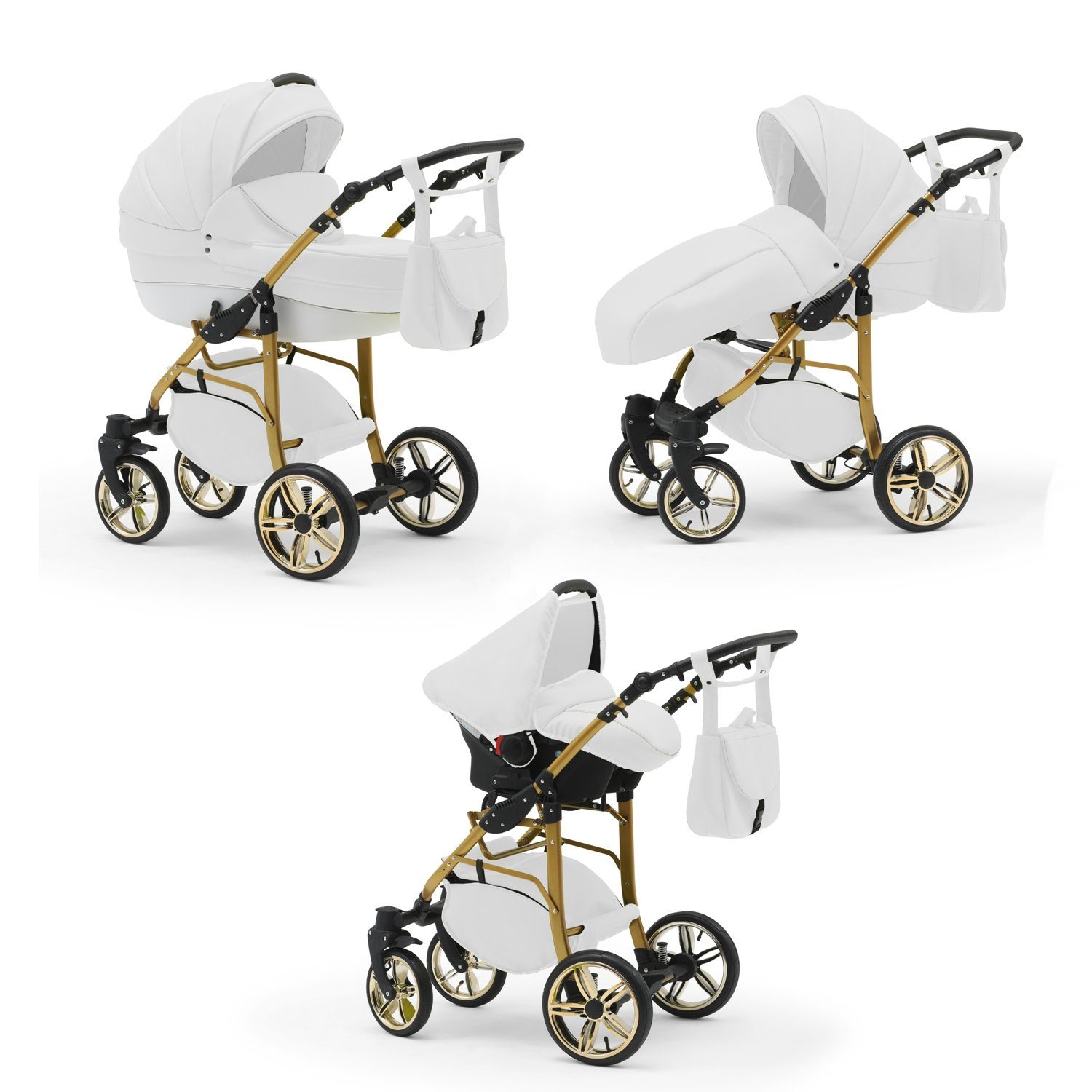 Kombi-Kinderwagen Neo Gold 4 in 1 inkl. Sportsitz, Autositz und Zubehör in 22 Farben