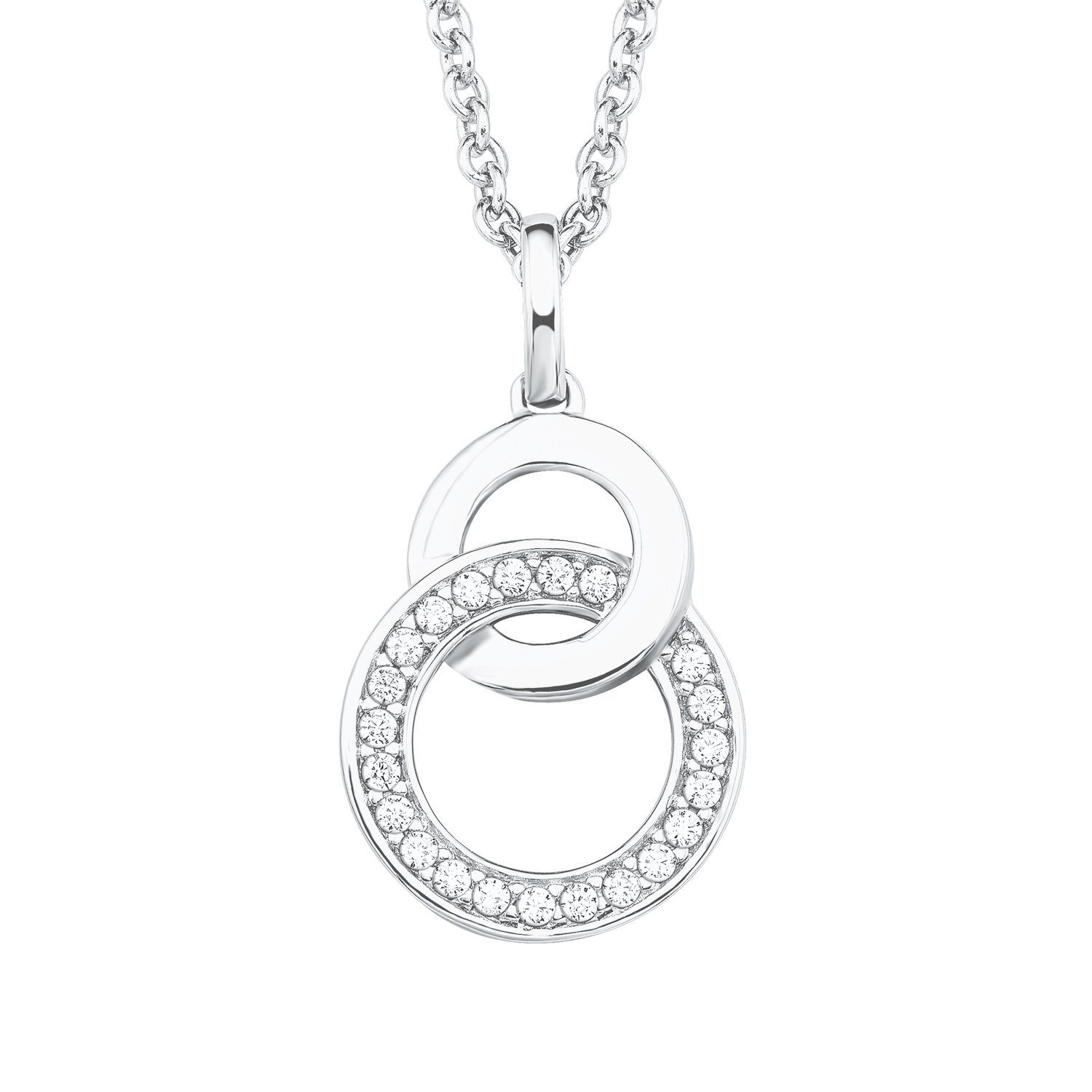 s.Oliver Silberkette für Damen, 925 Sterling Silber, Zirkonia synth. (2-tlg., Kette mit Anhänger) | Silberketten