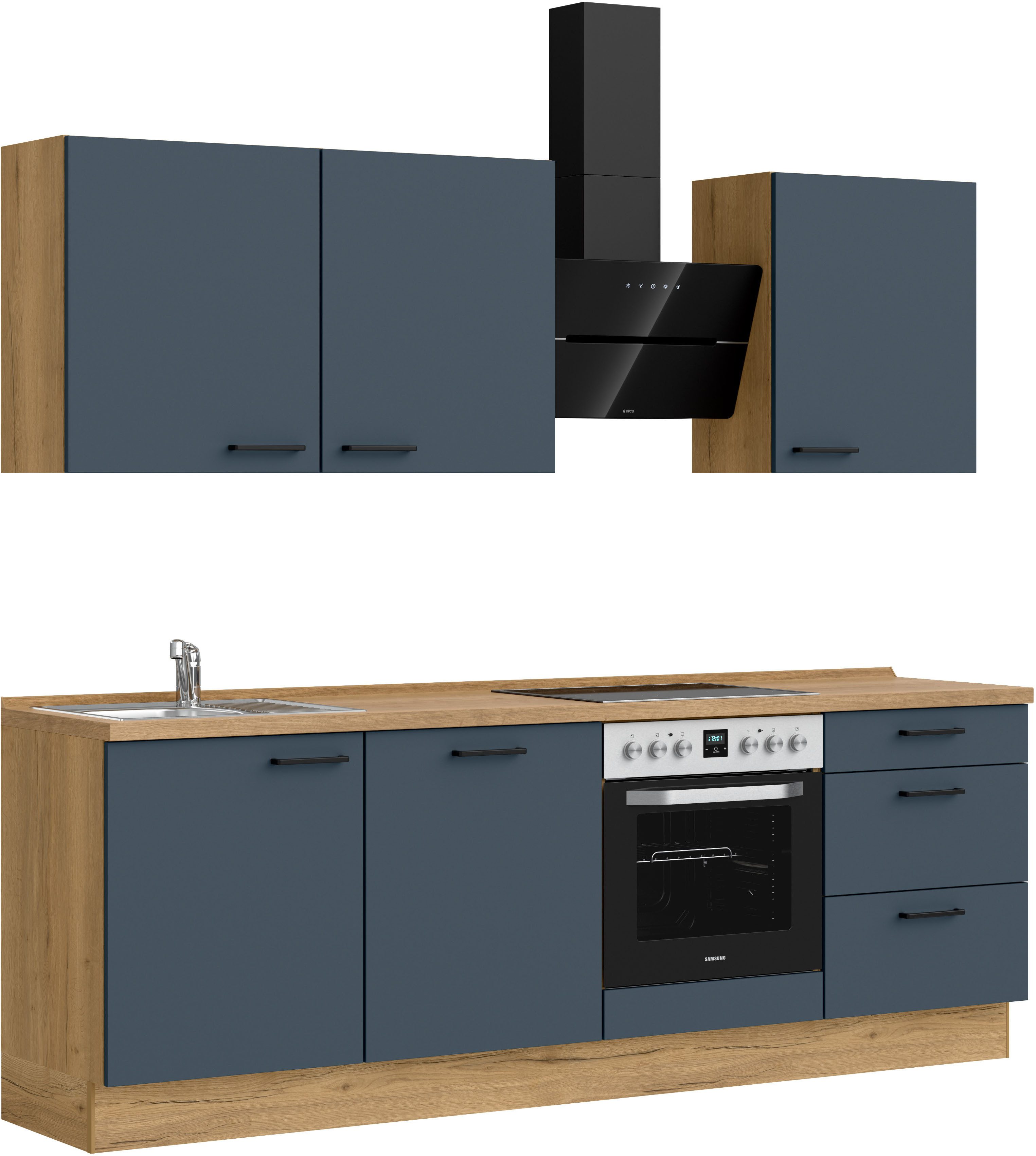 nobilia® Küchenzeile "Easytouch II", NEU: individuell anpassbar mit gratis Profi-Beratung, vormontiert, Breite 240 cm, Ausrichtung wählbar, wahlw. mit E-Geräten