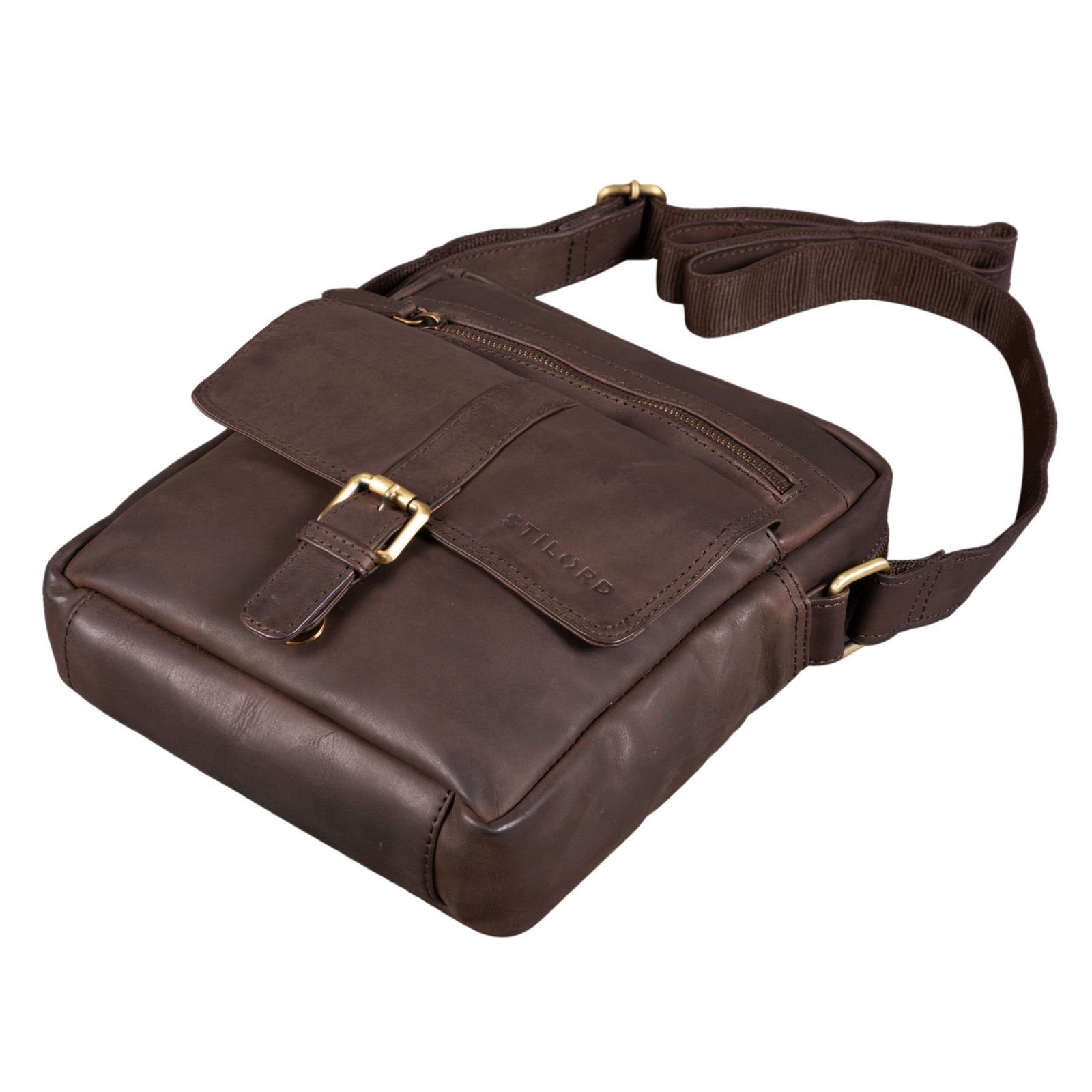 STILORD Messenger - Bag zum Tasche Umhängen Kleine Leder matt dunkelbraun "Dany"
