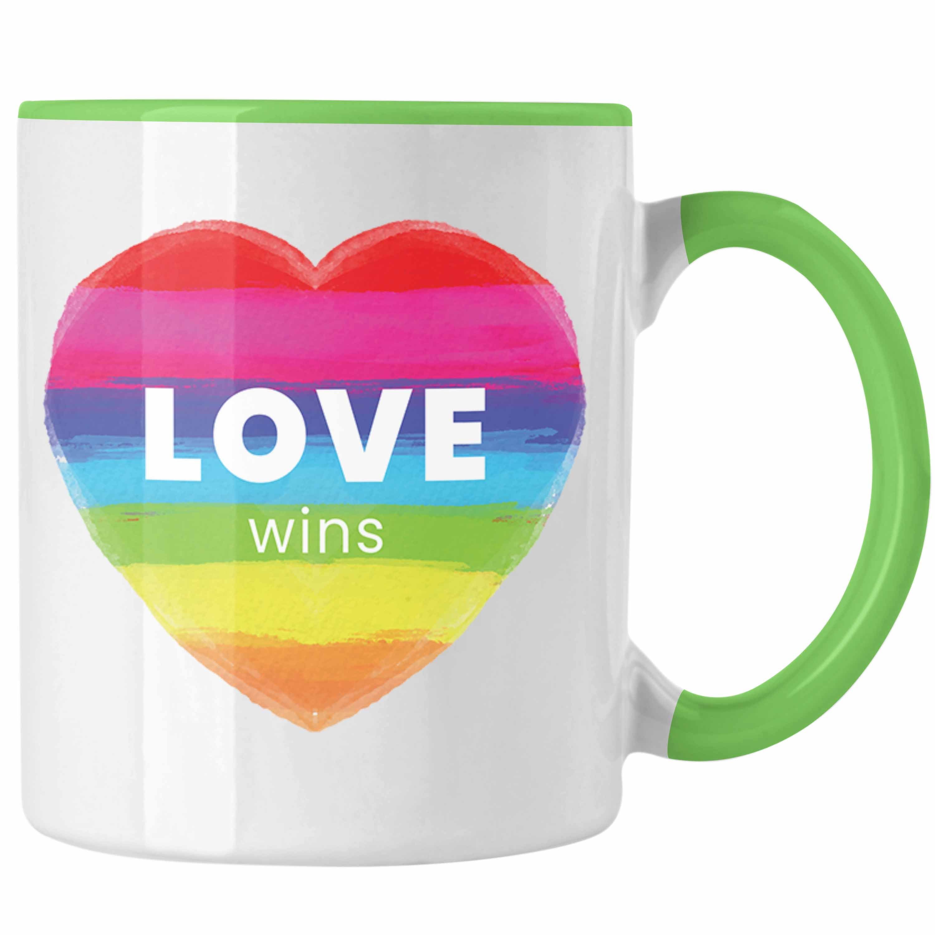 Trendation Tasse Trendation - Regenbogen Tasse Geschenk LGBT Schwule Lesben Transgender Grafik Pride Love Grün