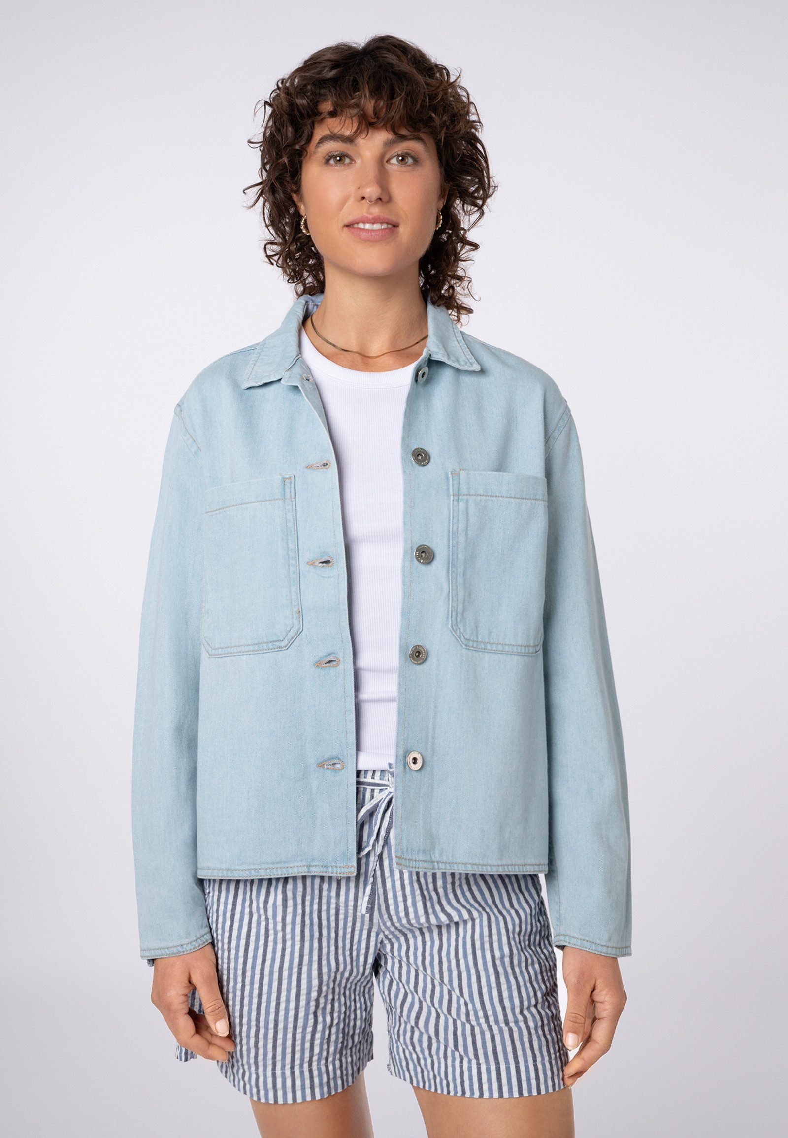 SUBLEVEL Jeansjacke Damen Denim Jacke Denim Overshirt mit Brusttaschen