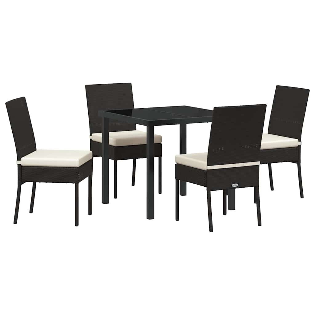 vidaXL Gartenlounge-Set Garten Essgruppe 5 pcs Schwarz Poly Rattan, (5-tlg)