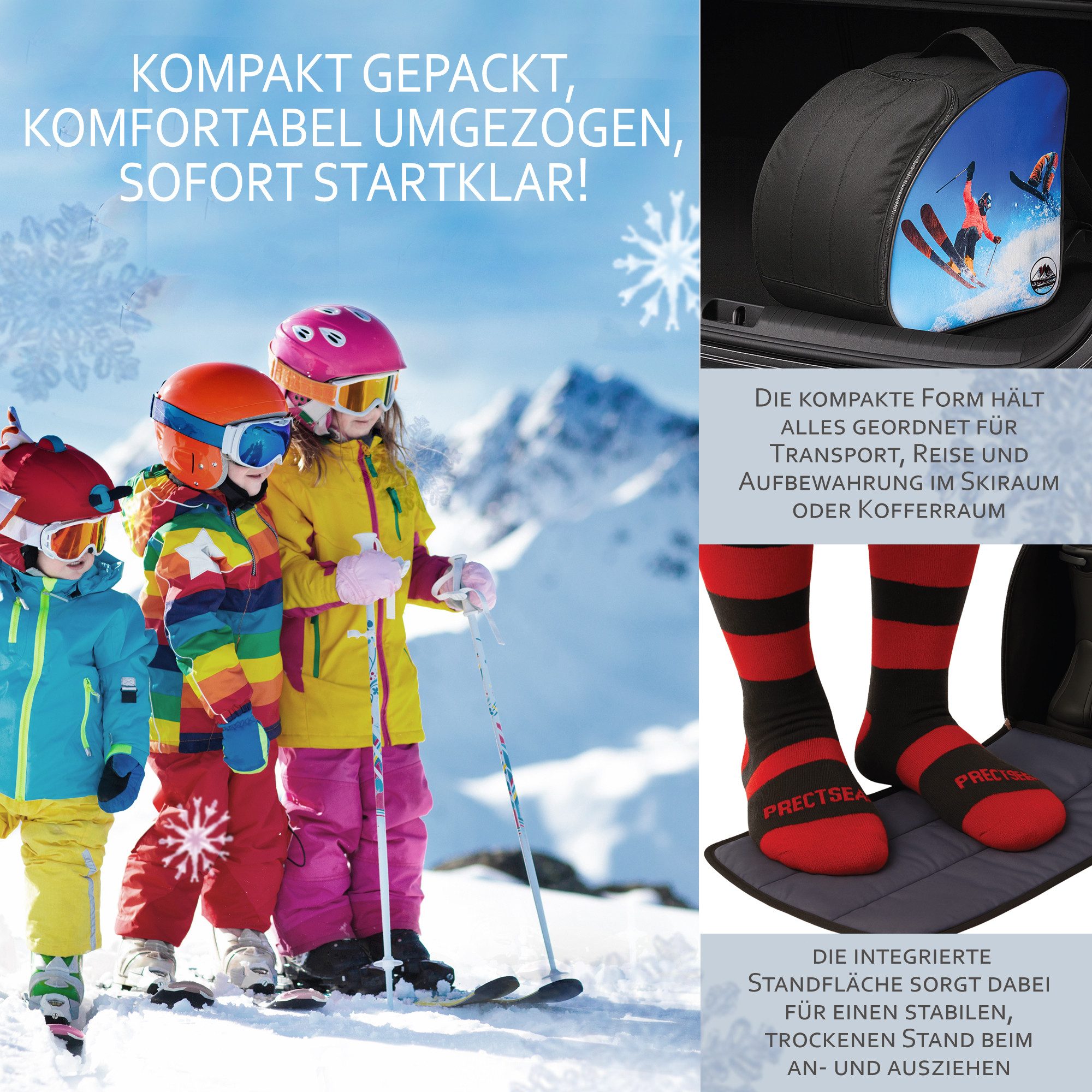 BambiniWelt by Rafael K. Skitasche Kinder Skischuhtasche Skistiefeltasche integrierte Standfläche, wasserdicht