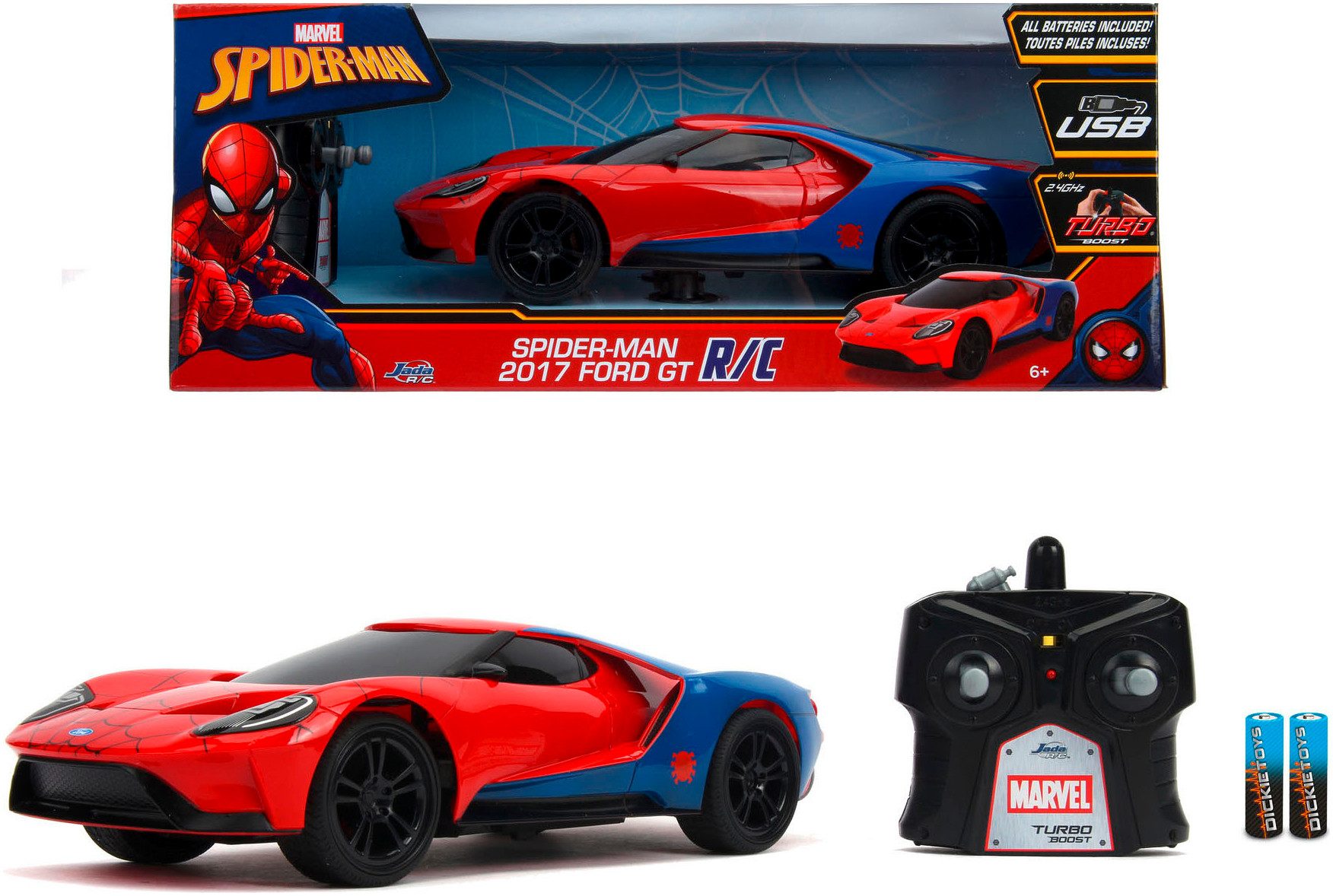 JADA RC-Auto Marvel Spider-Man RC 2017 Ford GT, 1:16, 2,4GHz