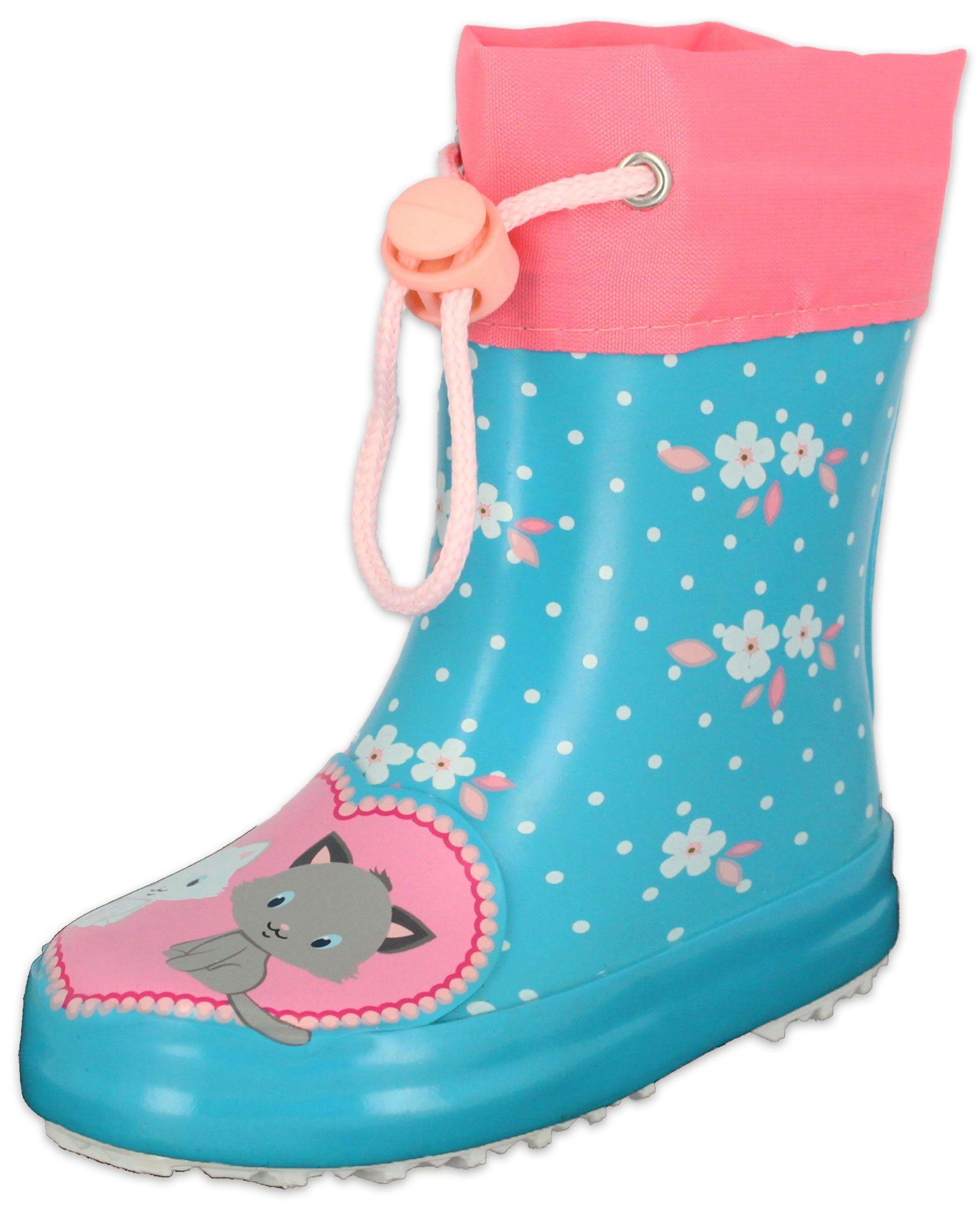 Beck Kleinkinder Gummistiefel Kätzchen Gummistiefel (wasserdicht, für trockene Füße bei Regen und Matschwetter) Naturkautschuk, flexible Laufsohle, herausnehmbare Innensohle