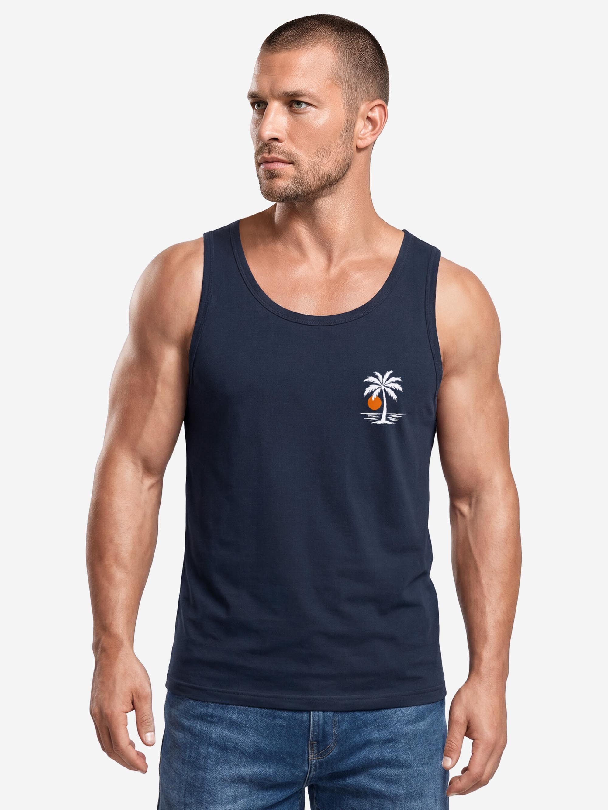 Neverless Tanktop Tanktop Herren mit Grafik-Print - Logo Design Beach - Trägershirt mit Print