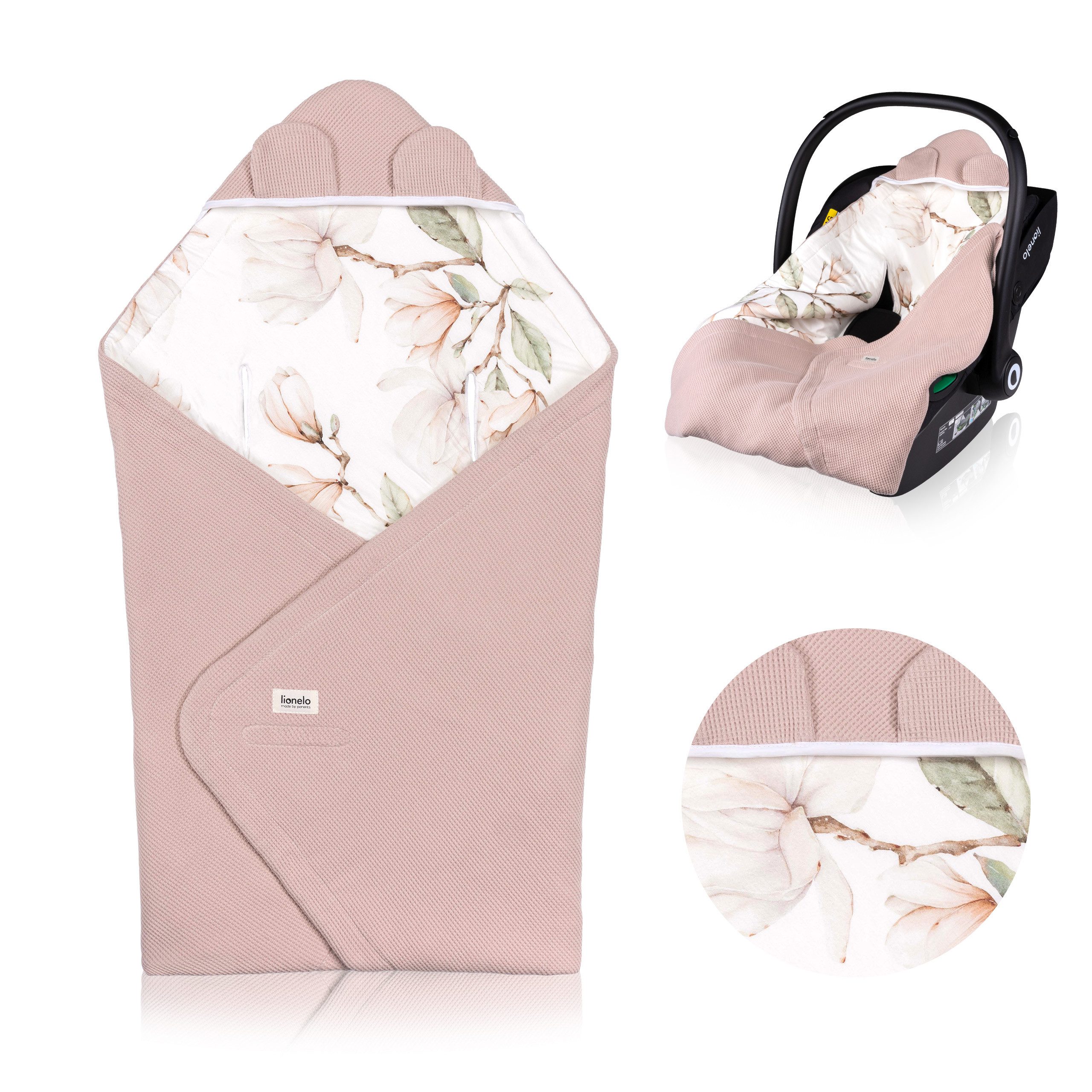 Kinderdecke TRAVEL SWADDLE BLANKET, lionelo, Hypoallergene Materialien/Bambus und Baumwolle/TOG 2,5
