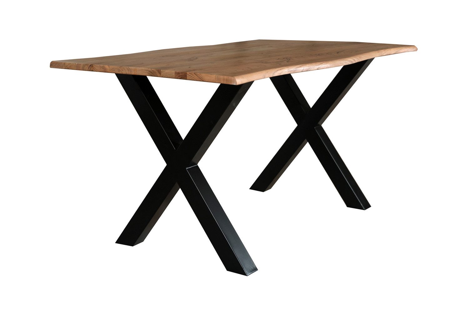 dasmöbelwerk Esstisch Esstisch Madrid 140x75 cm Massivholz Baumkante Holztisch Akazienholz