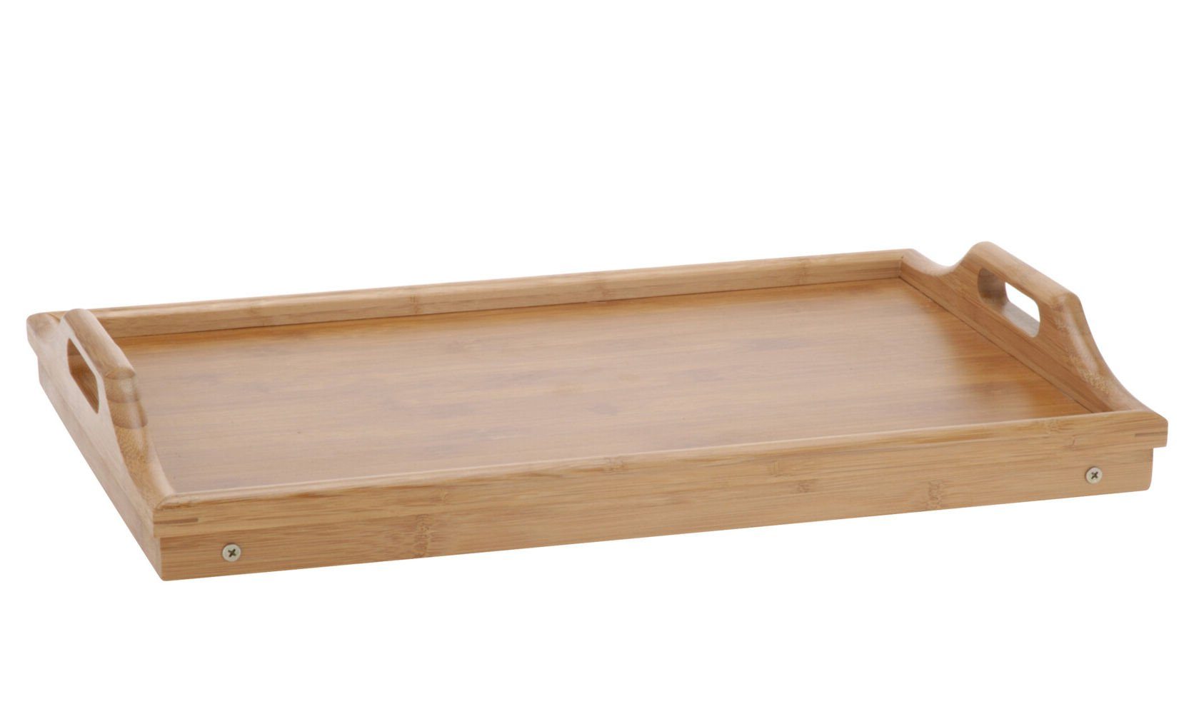 mit x Tablett 30 Servier Holz, - cm, Spetebo Betttablett Tablett klappbar Bambus Holz Füßen 50