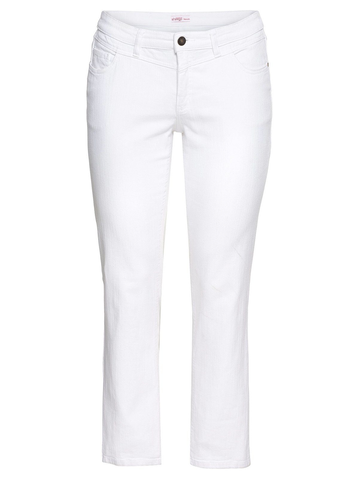 Große Gerade« Stretch-Jeans Größen Denim mit »Die Sheego Used-Effekten white